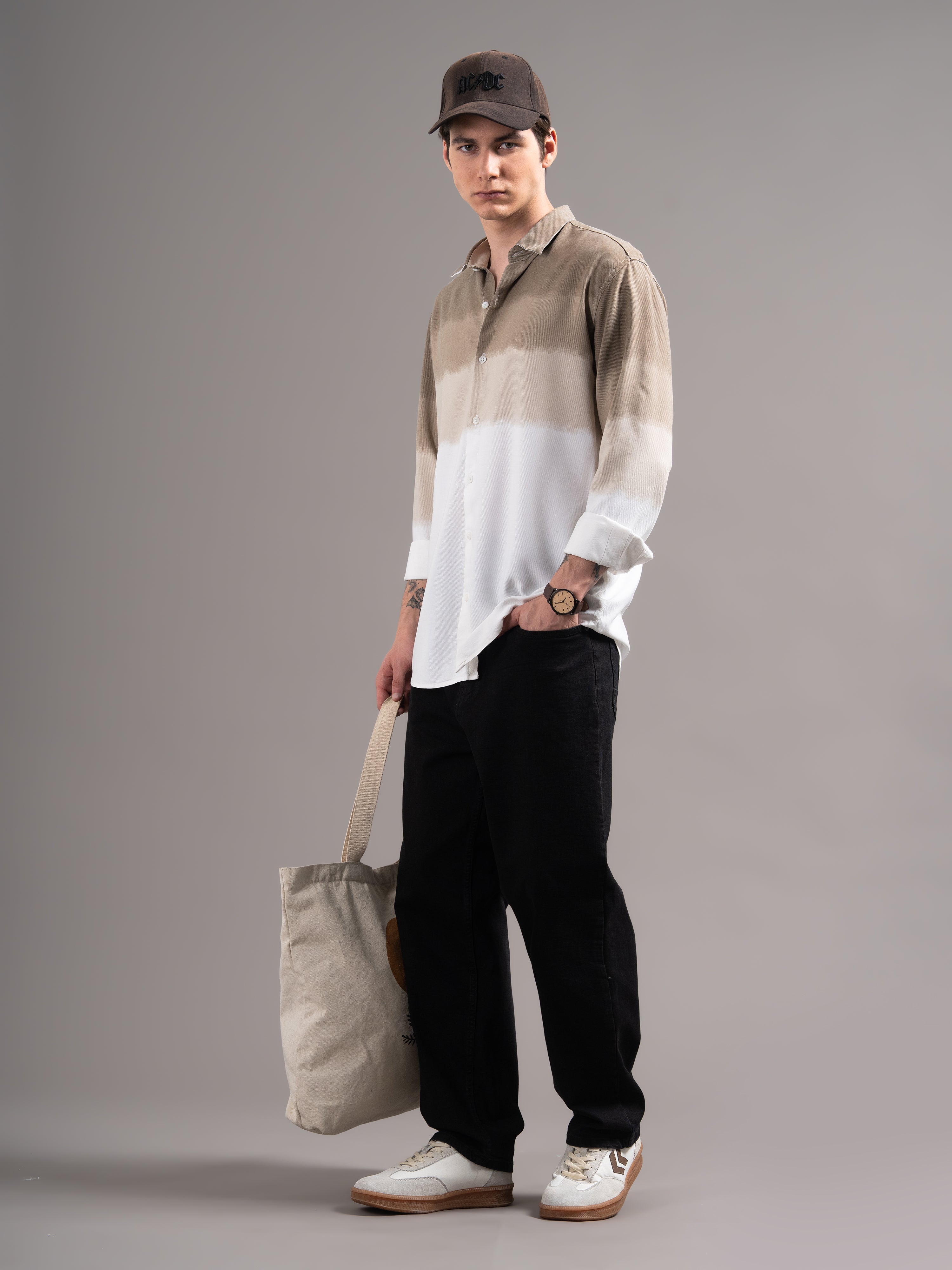 Men Brown Dyed Cotton Shirt