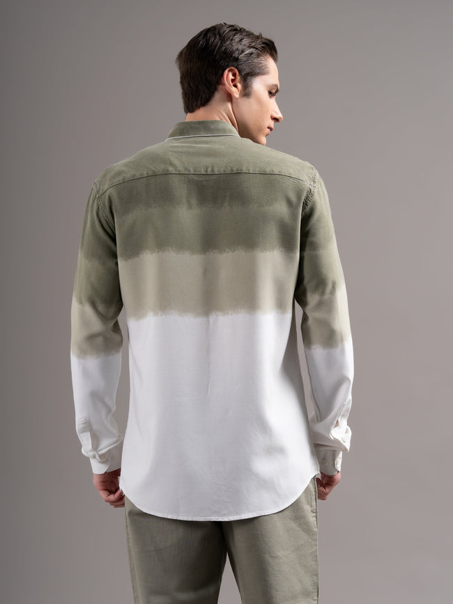 Men Green Dyed Cotton Shirt