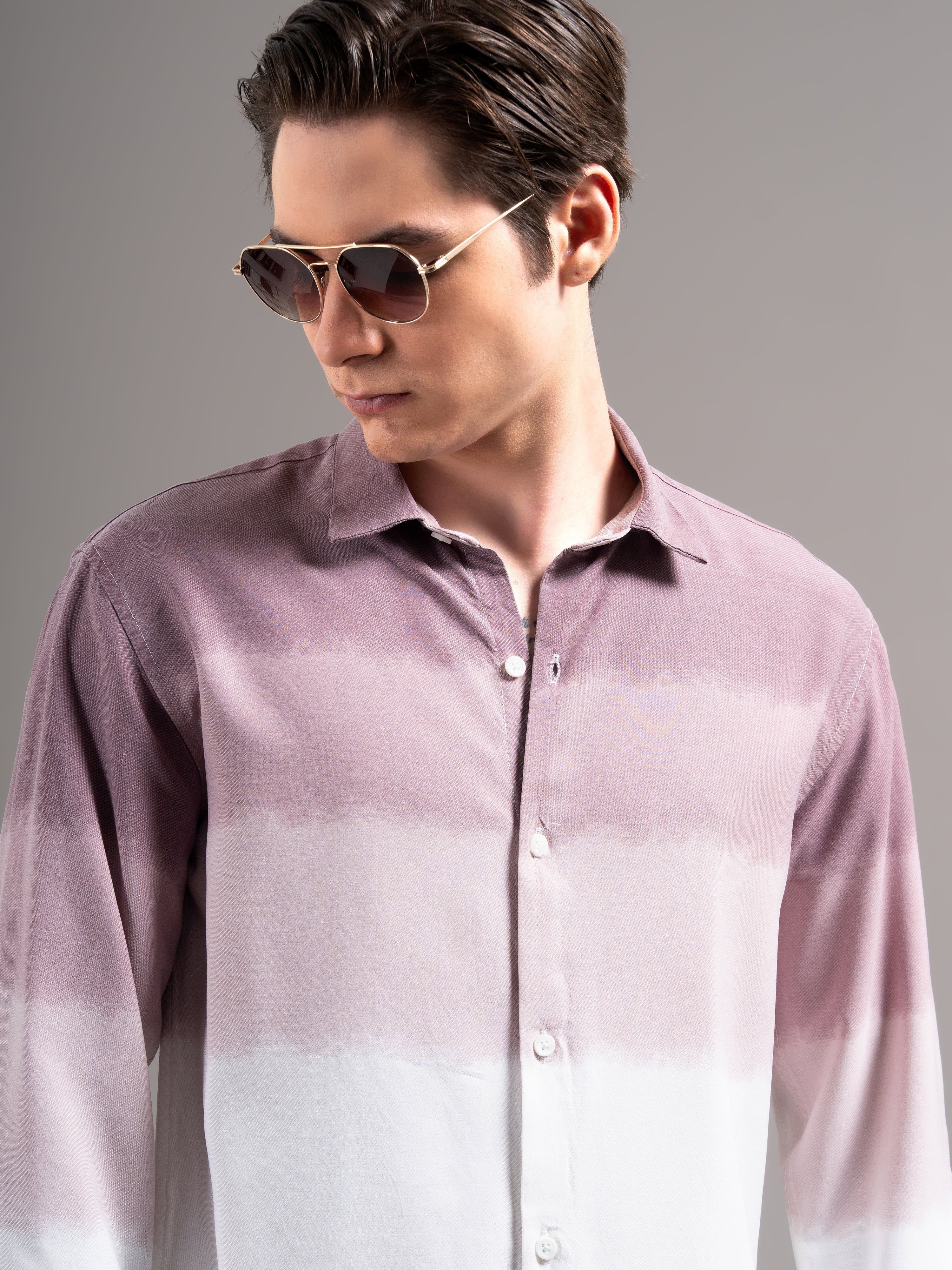 Men Mauve Dyed Cotton Shirt