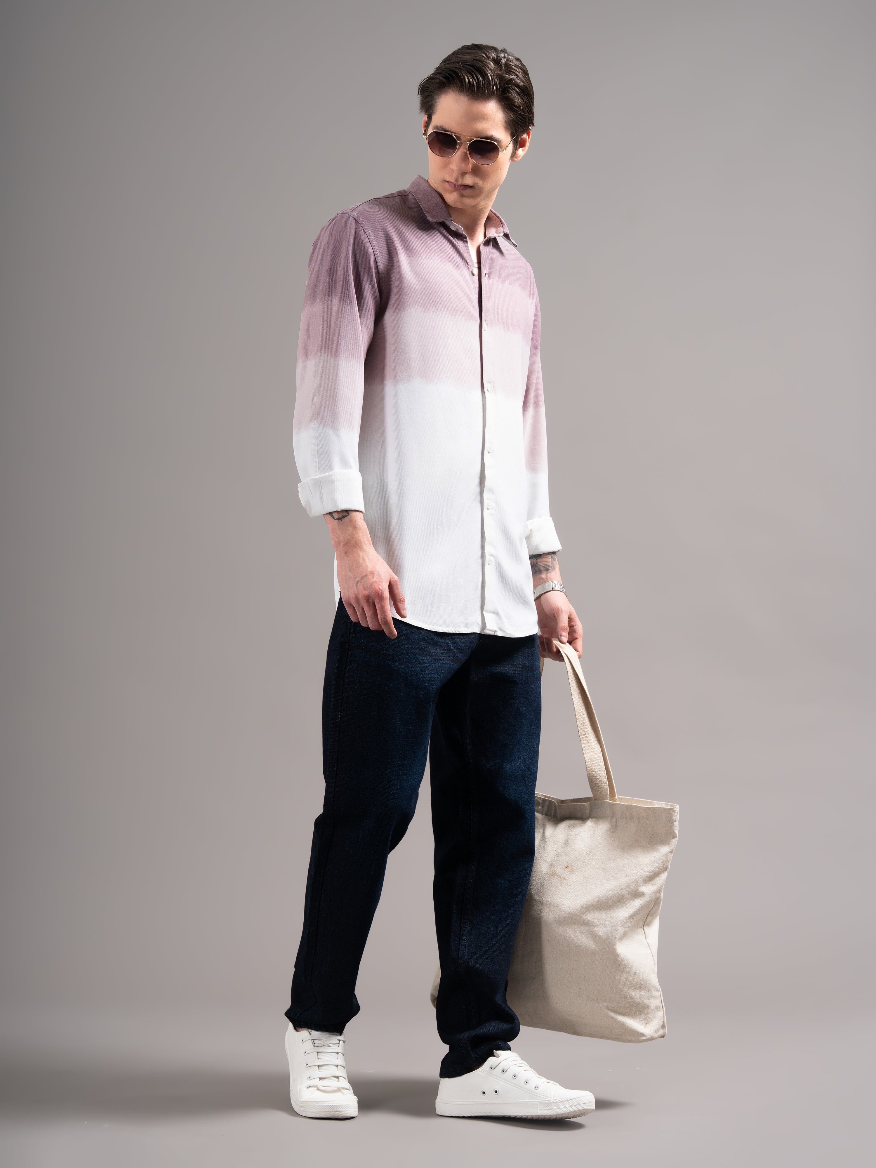 Men Mauve Dyed Cotton Shirt