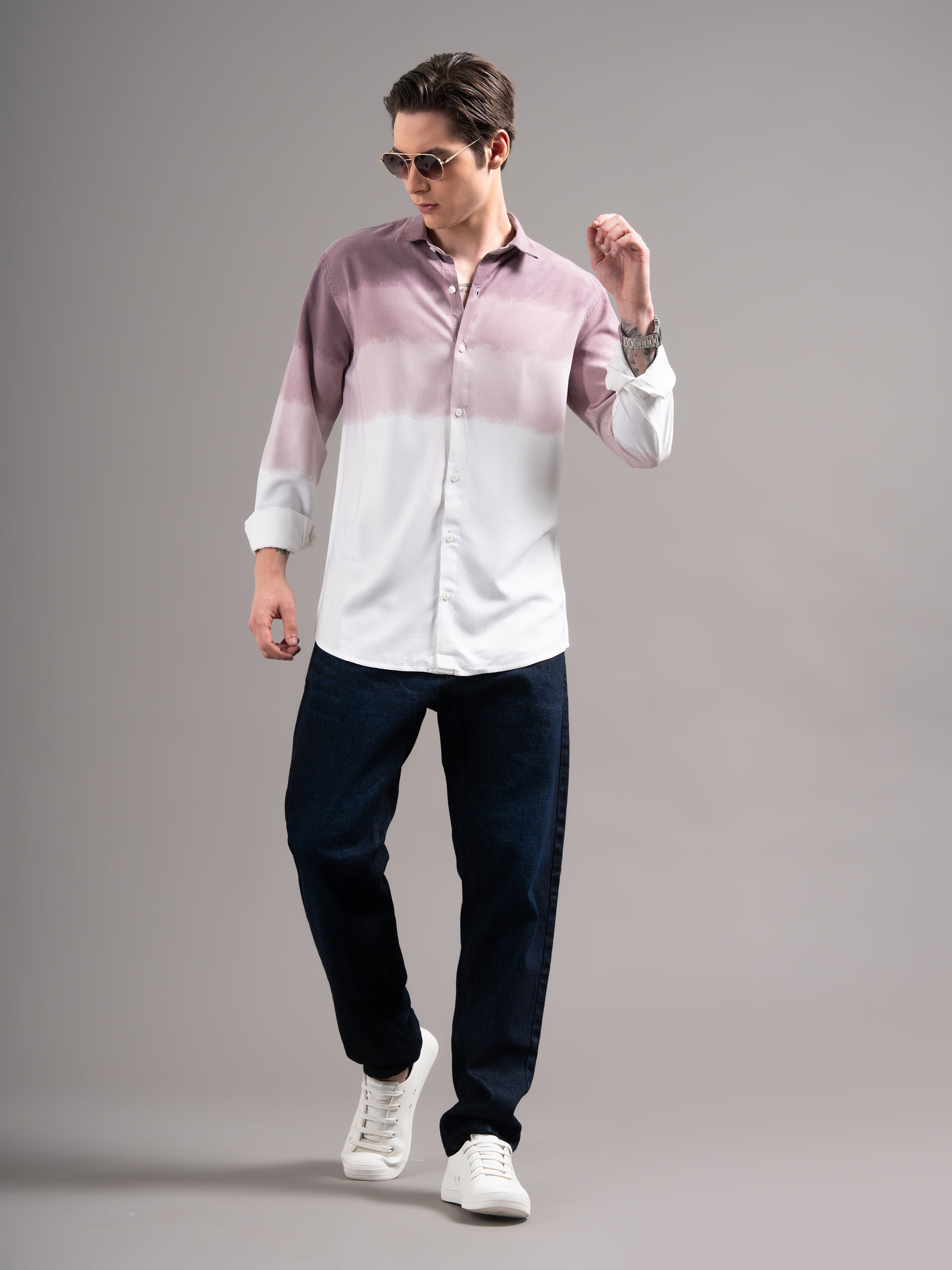 Men Mauve Dyed Cotton Shirt