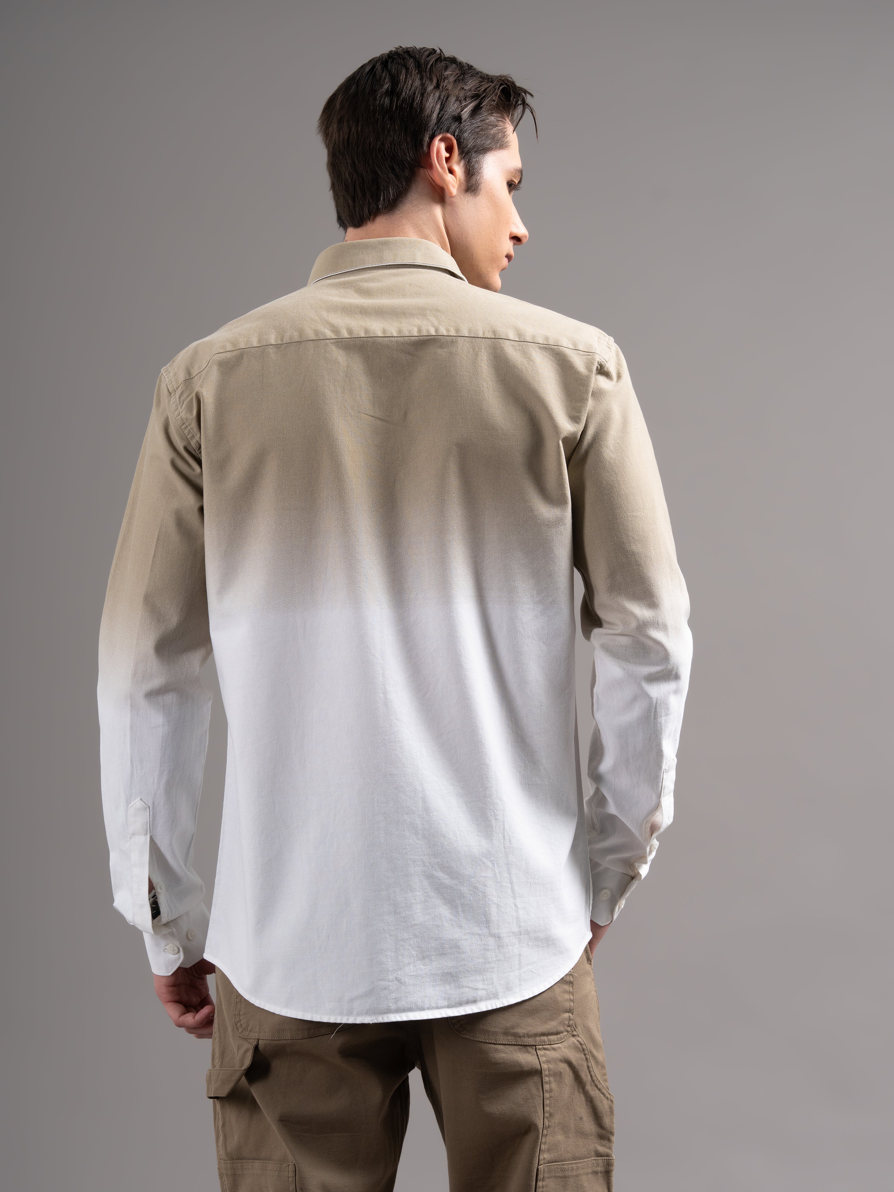 Men Brown Dyed Cotton Shirt