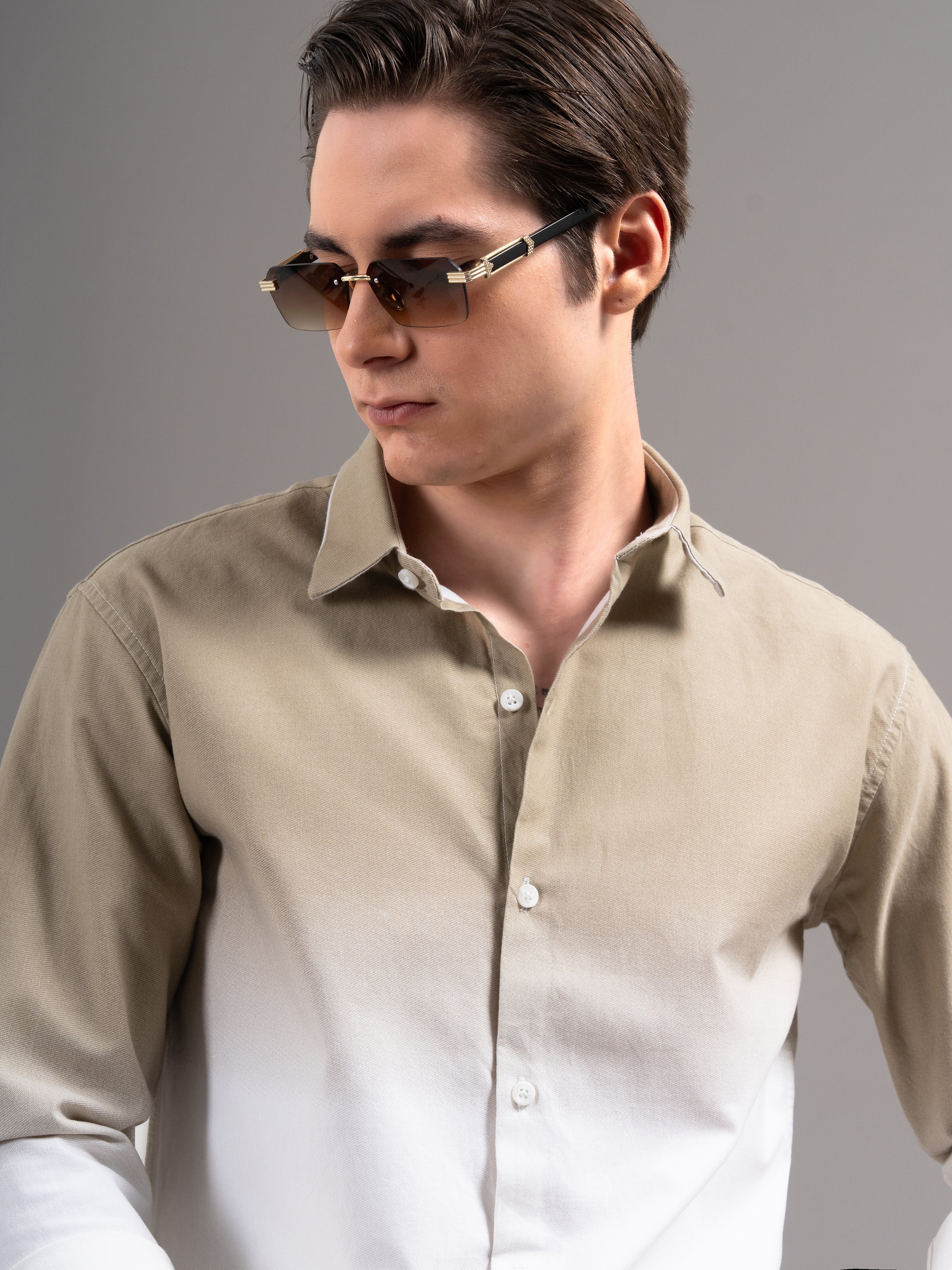 Men Brown Dyed Cotton Shirt