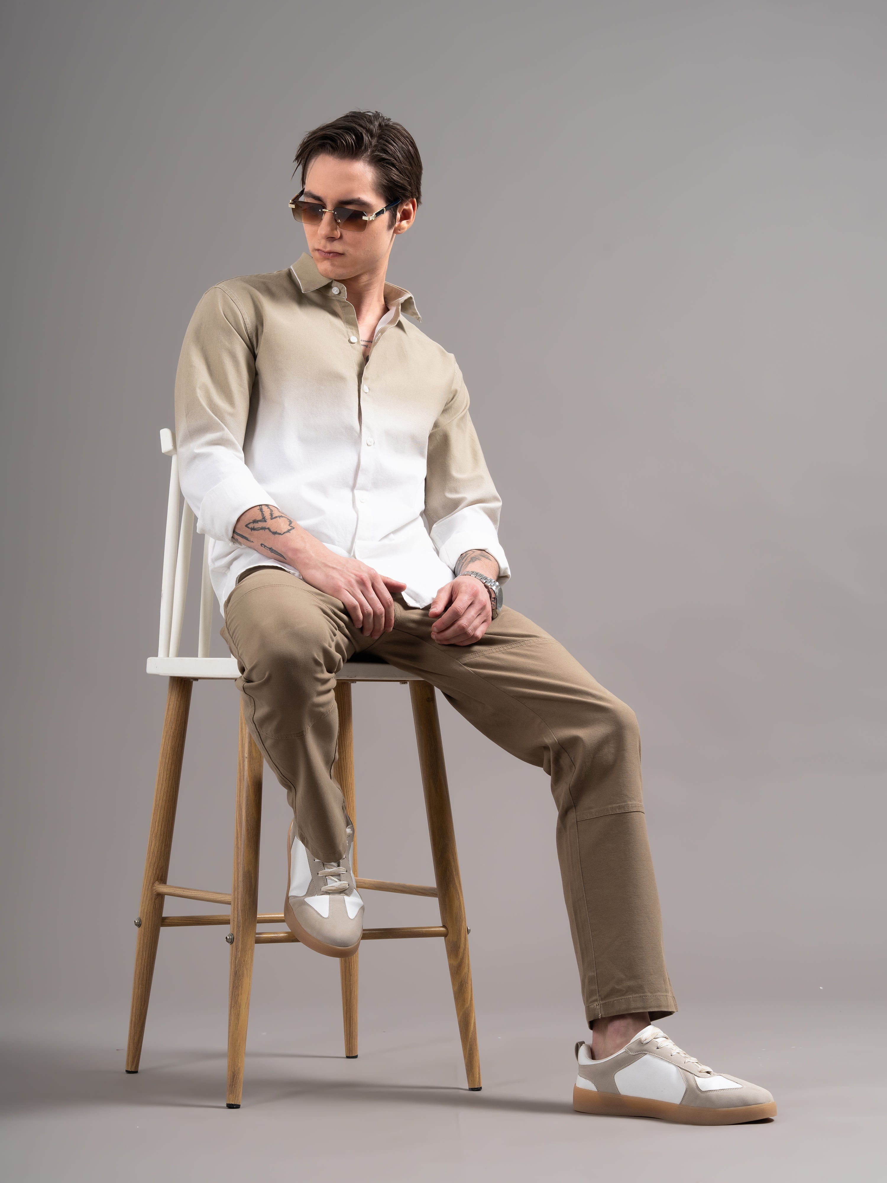 Men Brown Dyed Cotton Shirt
