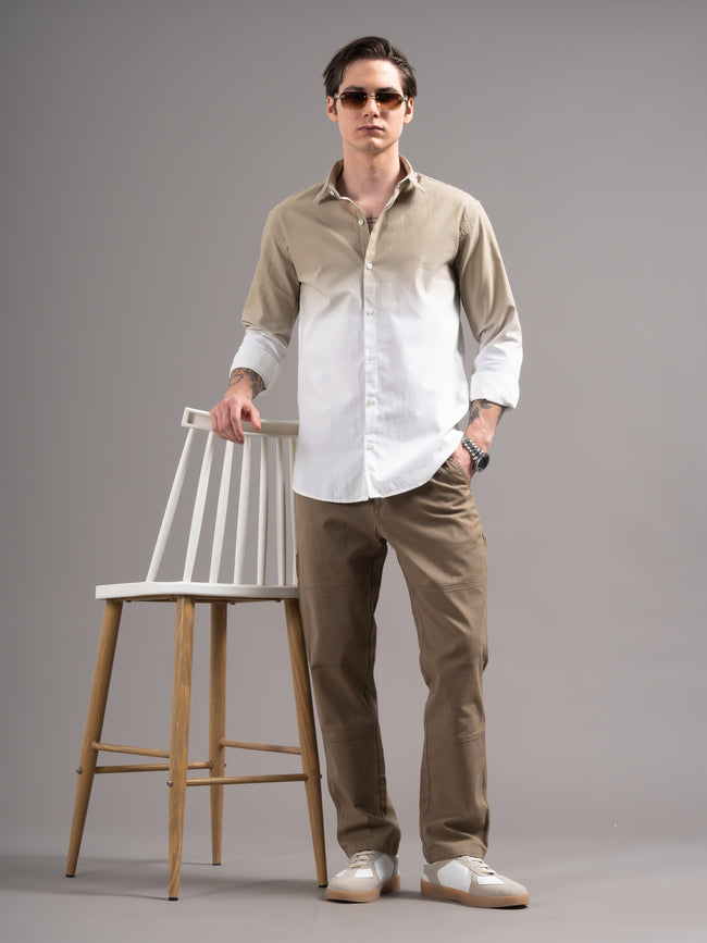 Men Brown Dyed Cotton Shirt