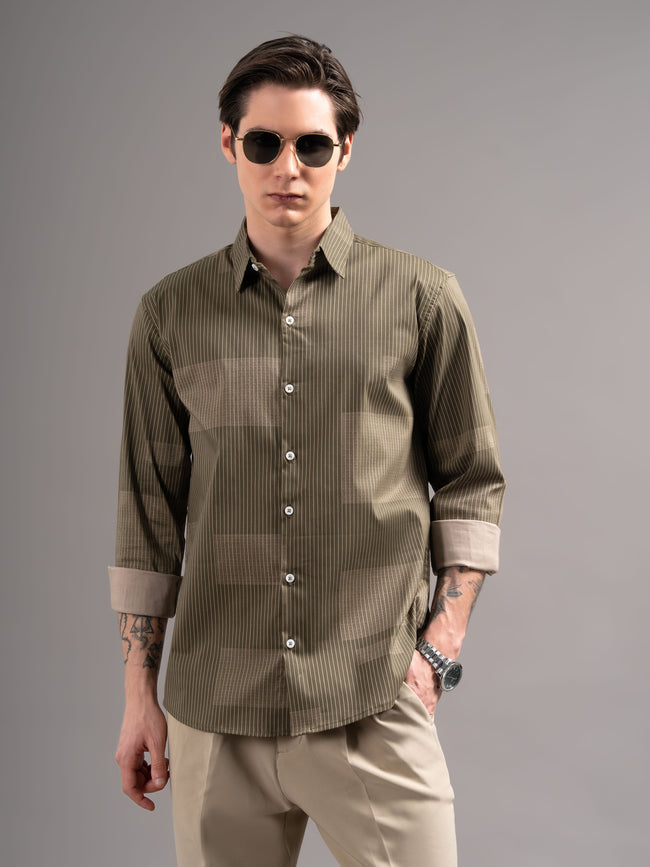 Men Brown Printed Cotton Shirt