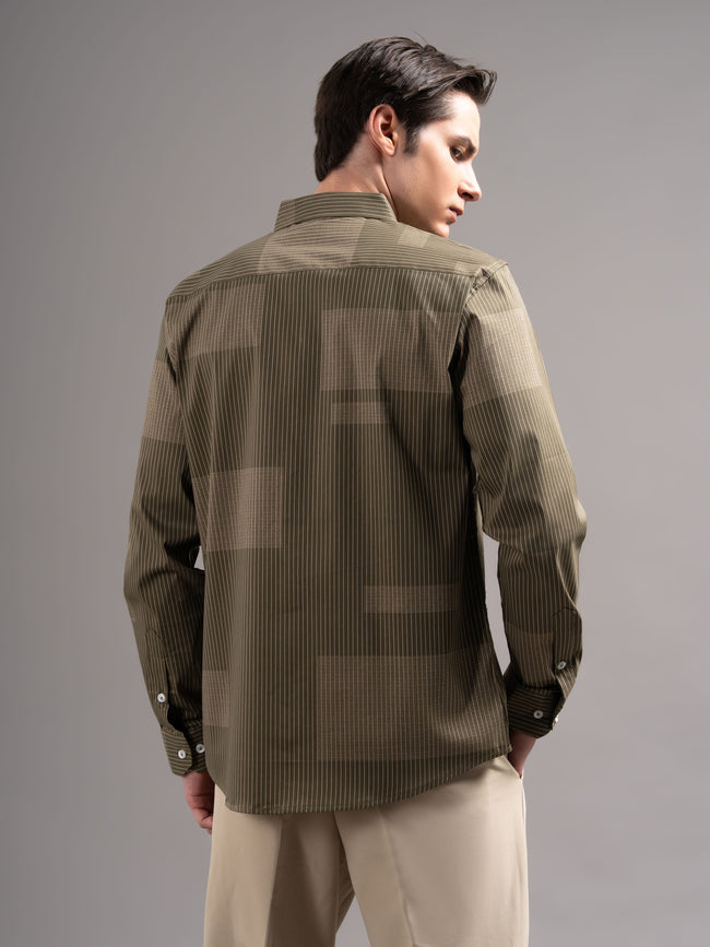 Men Brown Printed Cotton Shirt