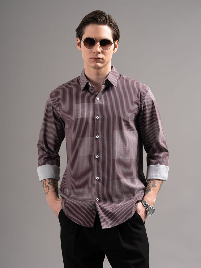 Men Mauve Printed Cotton Shirt