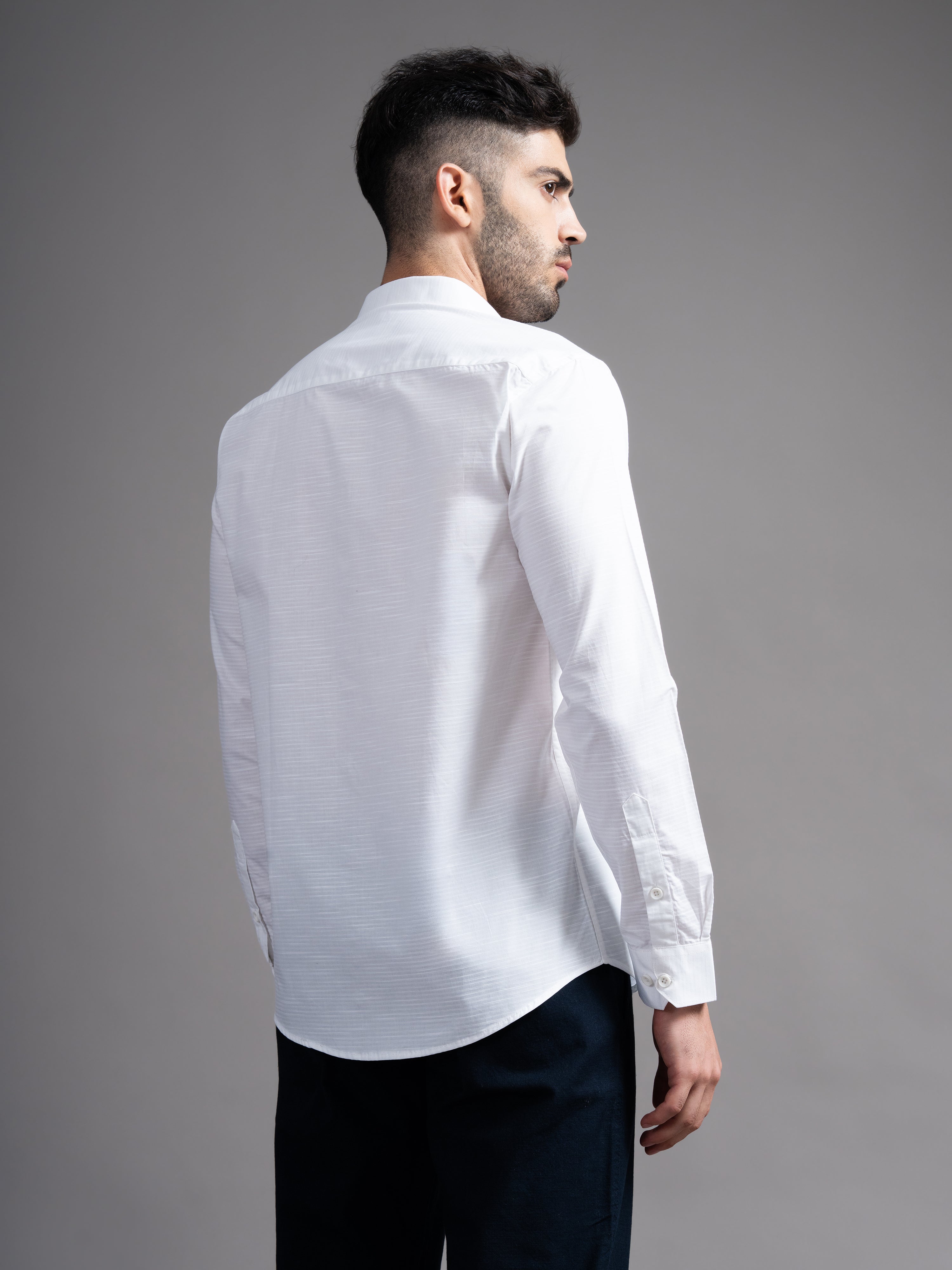 Men Eldon White Self Design Shirt