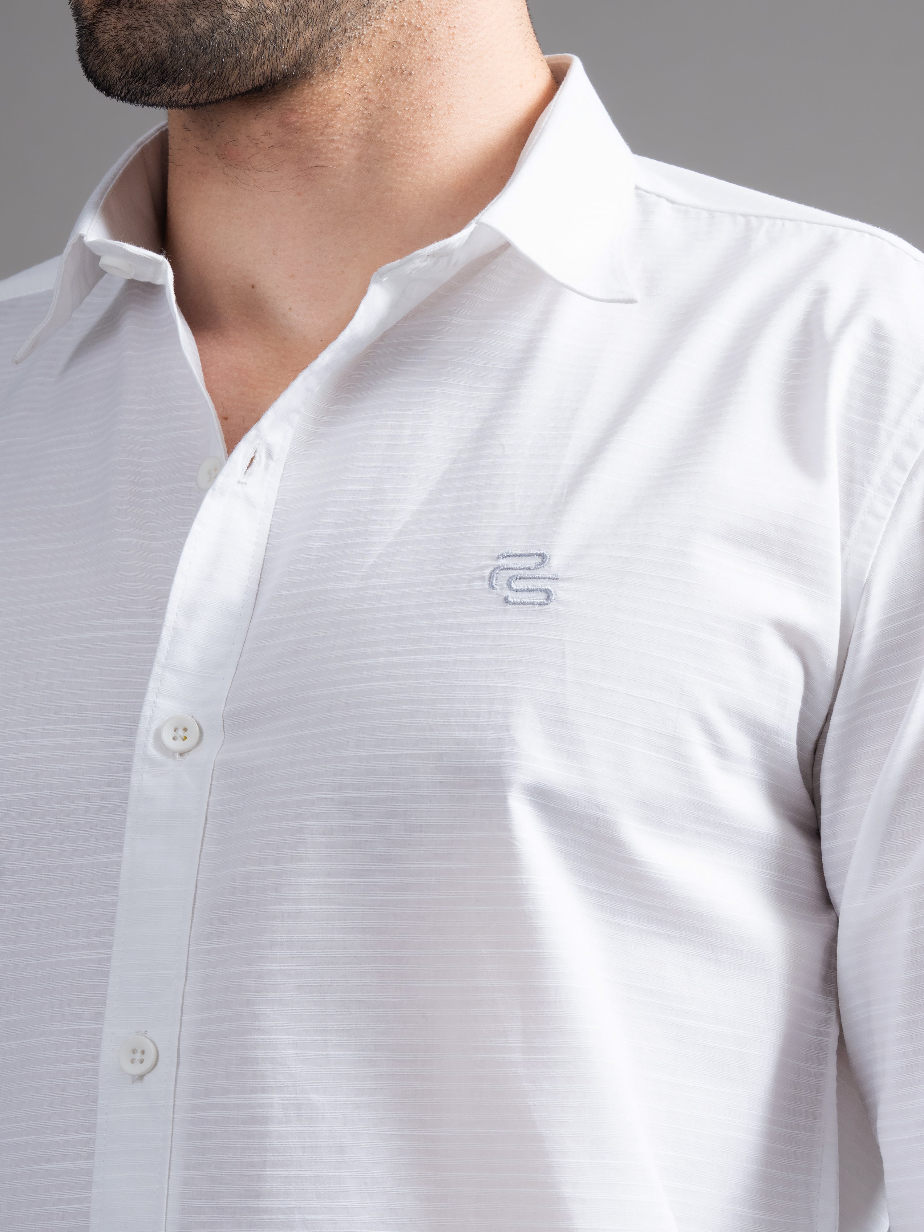 Men Eldon White Self Design Shirt
