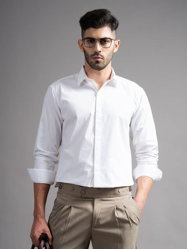 Men Evin White Solid Shirt