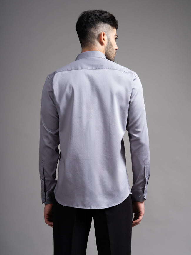 Men Garn Solid Grey Shirt
