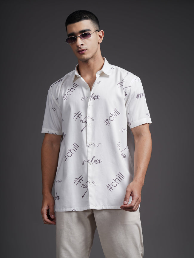 Men Eldran Beige Printed Shirt