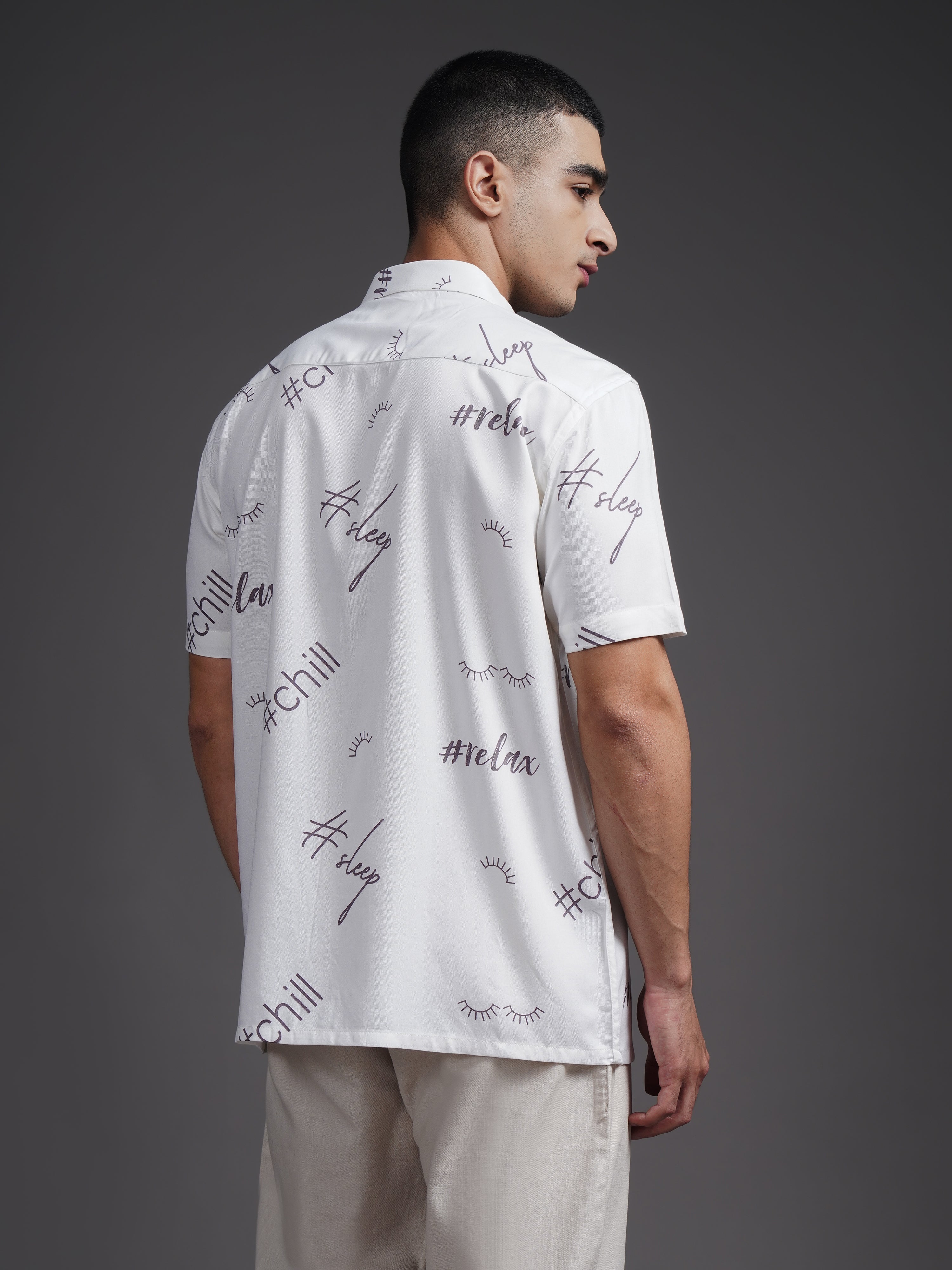 Men Eldran Beige Printed Shirt