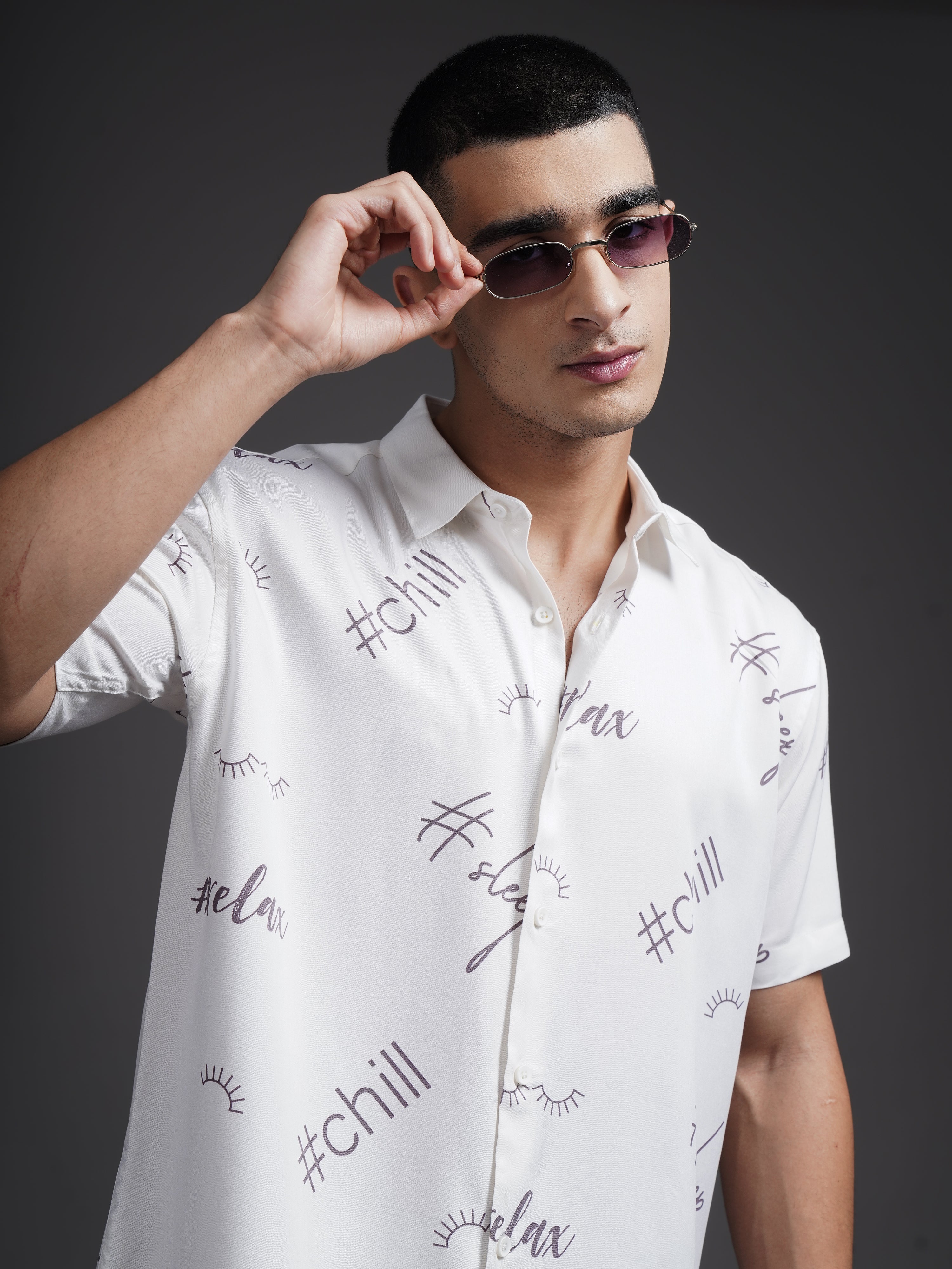 Men Eldran Beige Printed Shirt