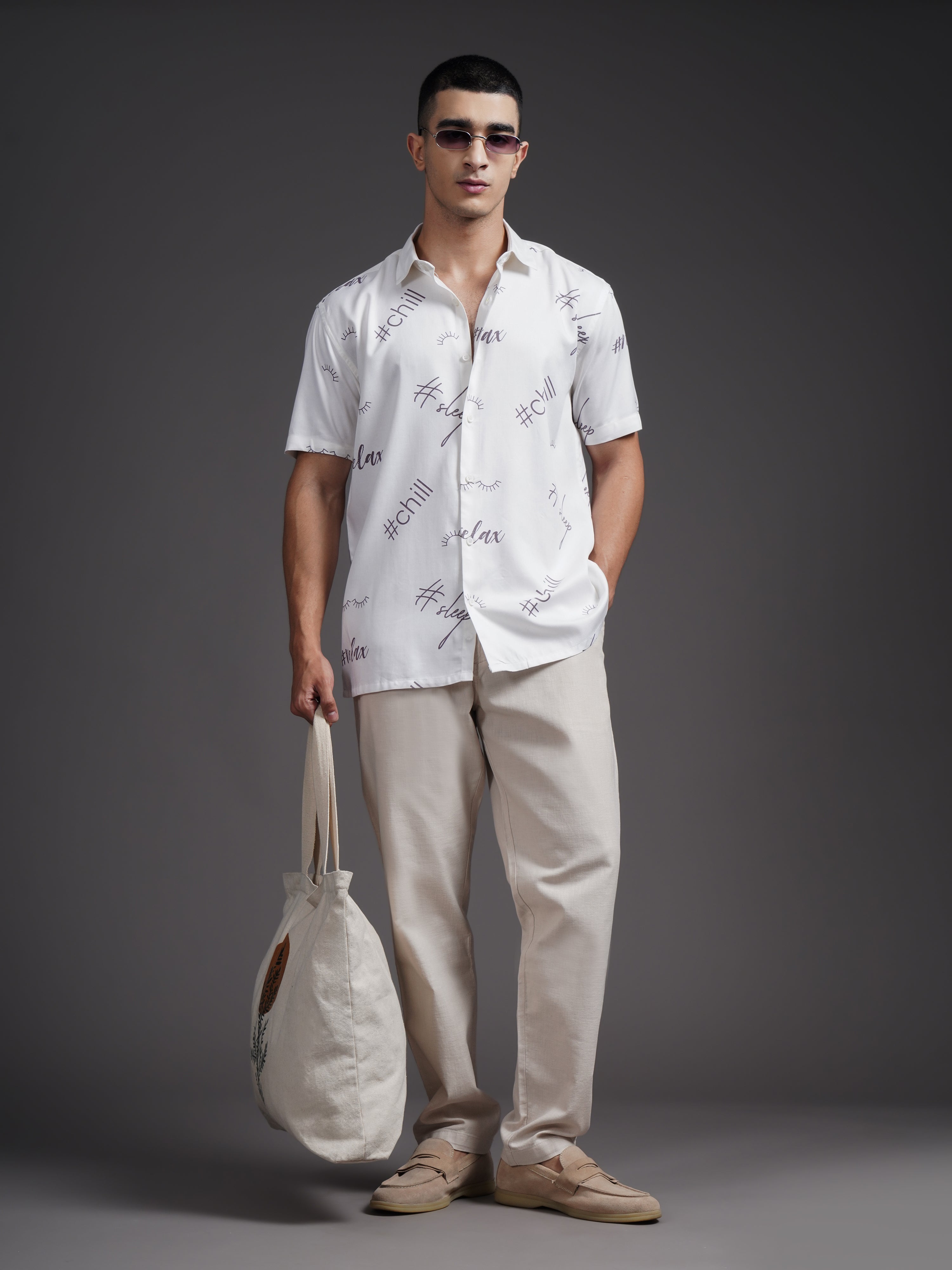 Men Eldran Beige Printed Shirt