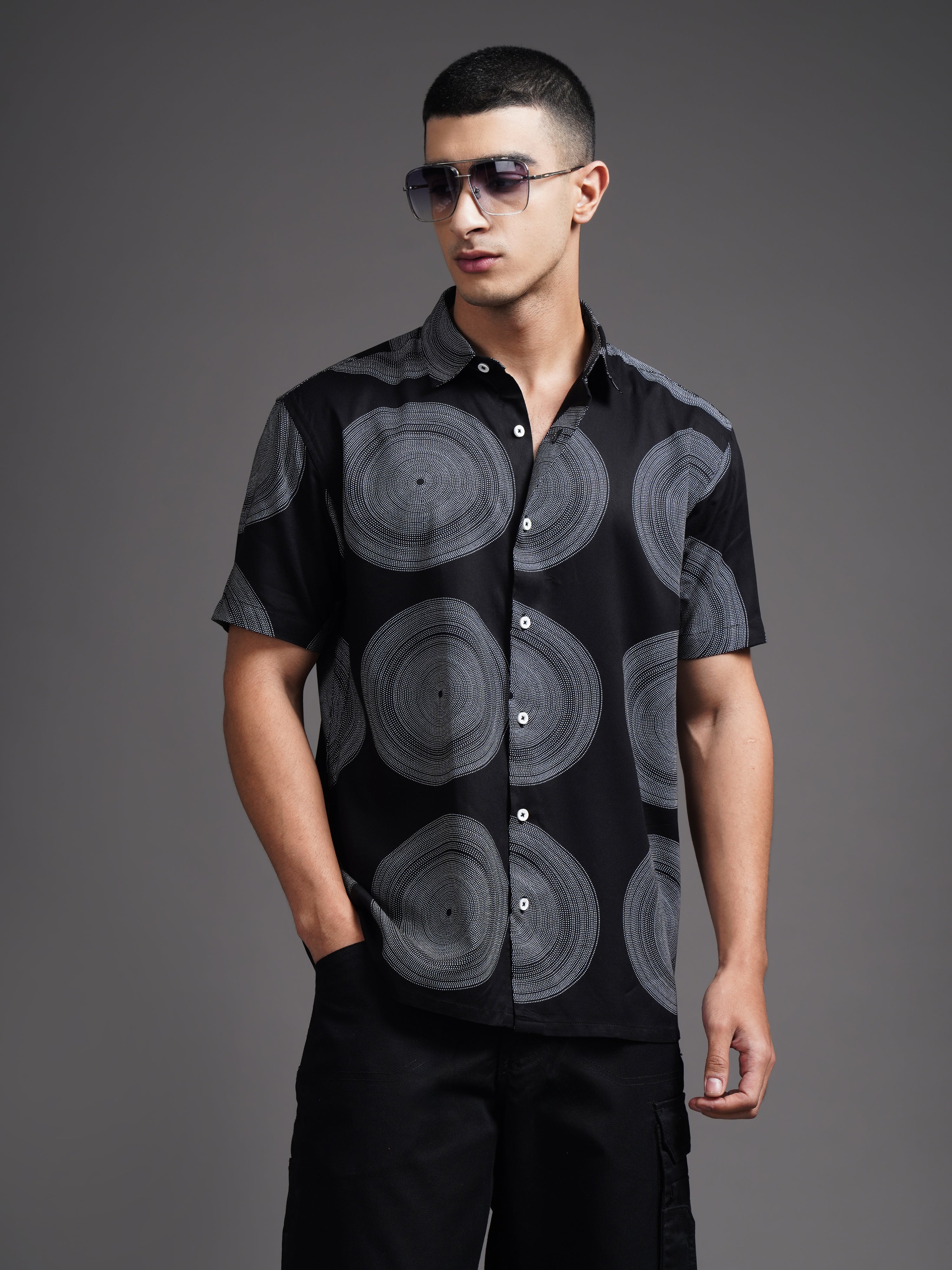 Men Eldric Black Printed Shirt