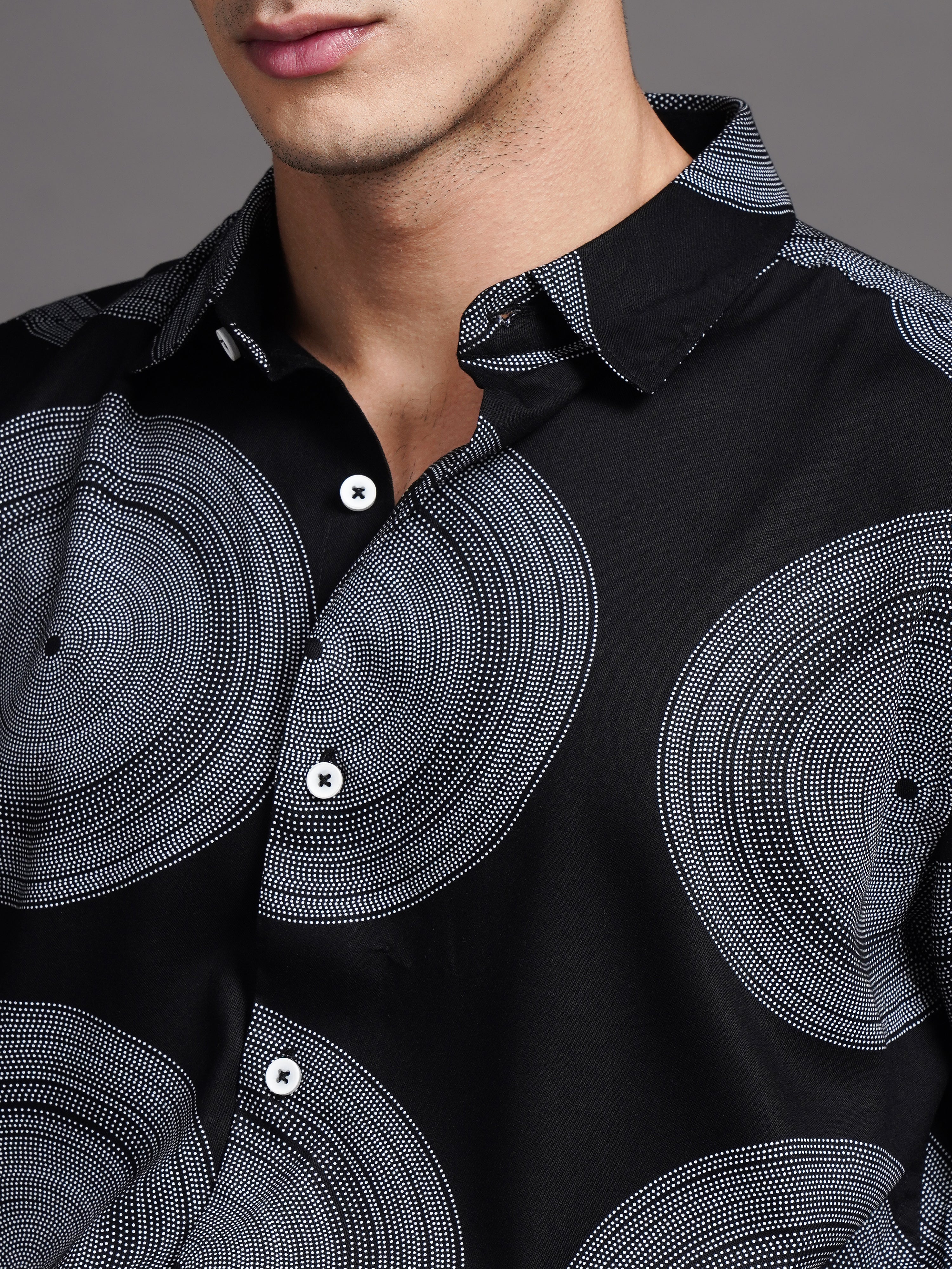 Men Eldric Black Printed Shirt