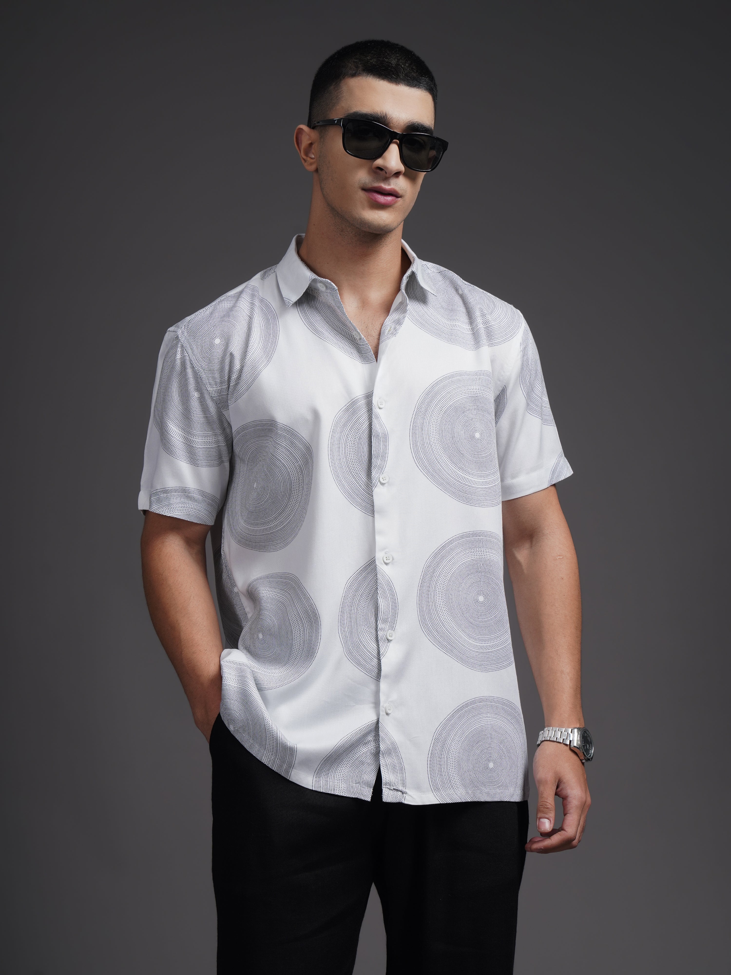 Men Eldric White Printed Shirt