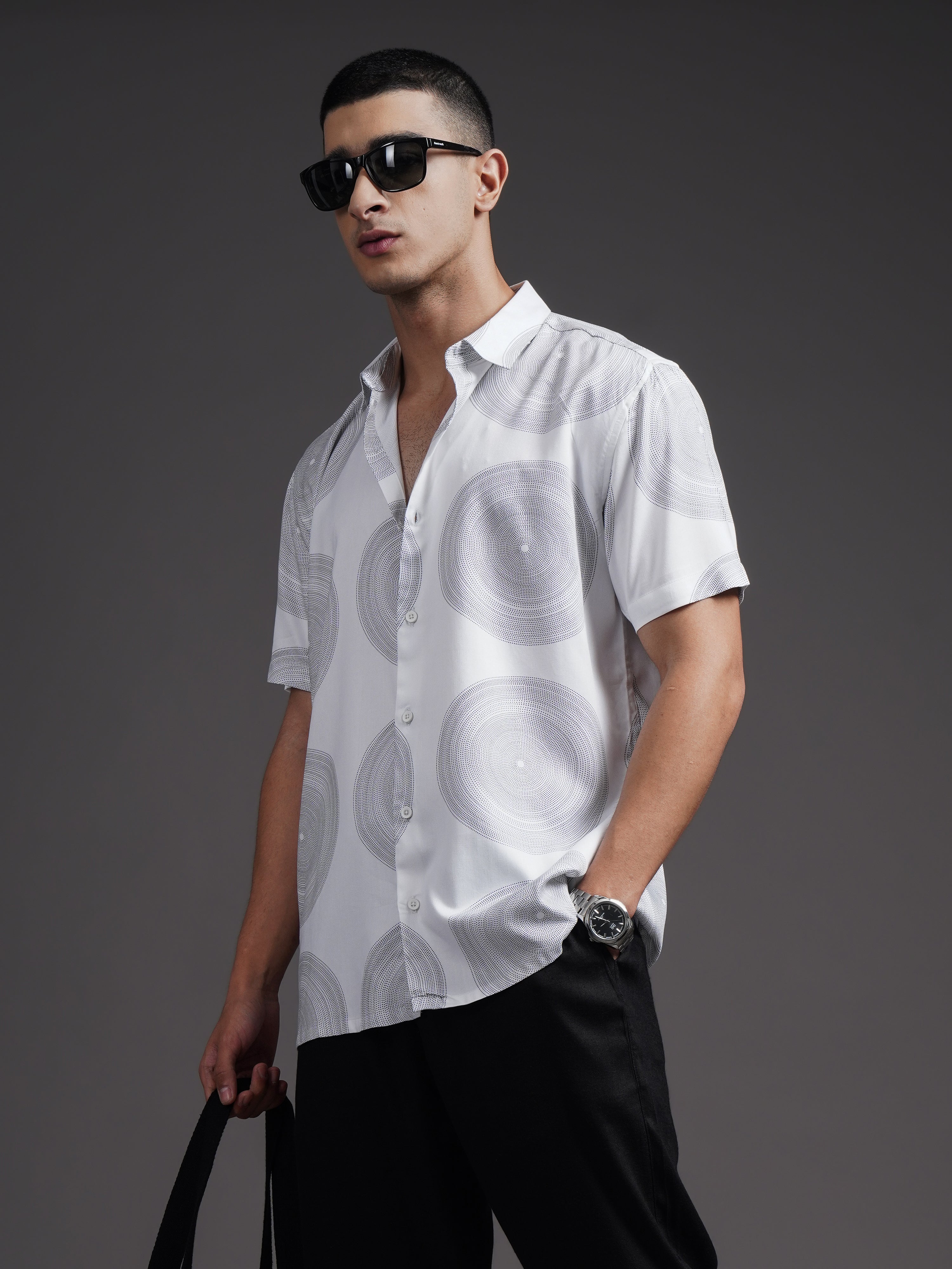 Men Eldric White Printed Shirt