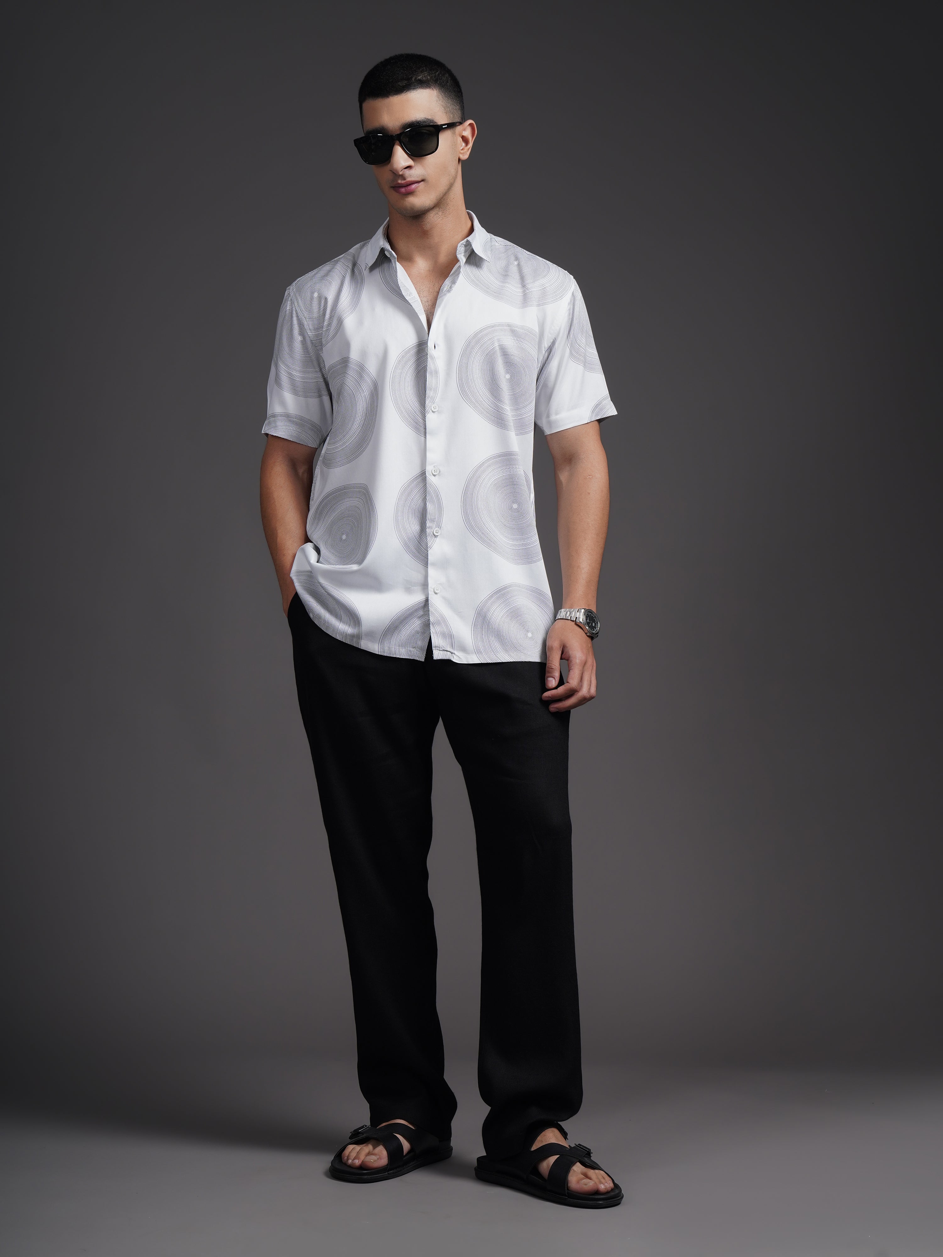 Men Eldric White Printed Shirt