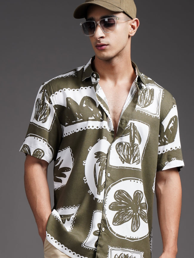 Men Elno Brown Printed Shirt
