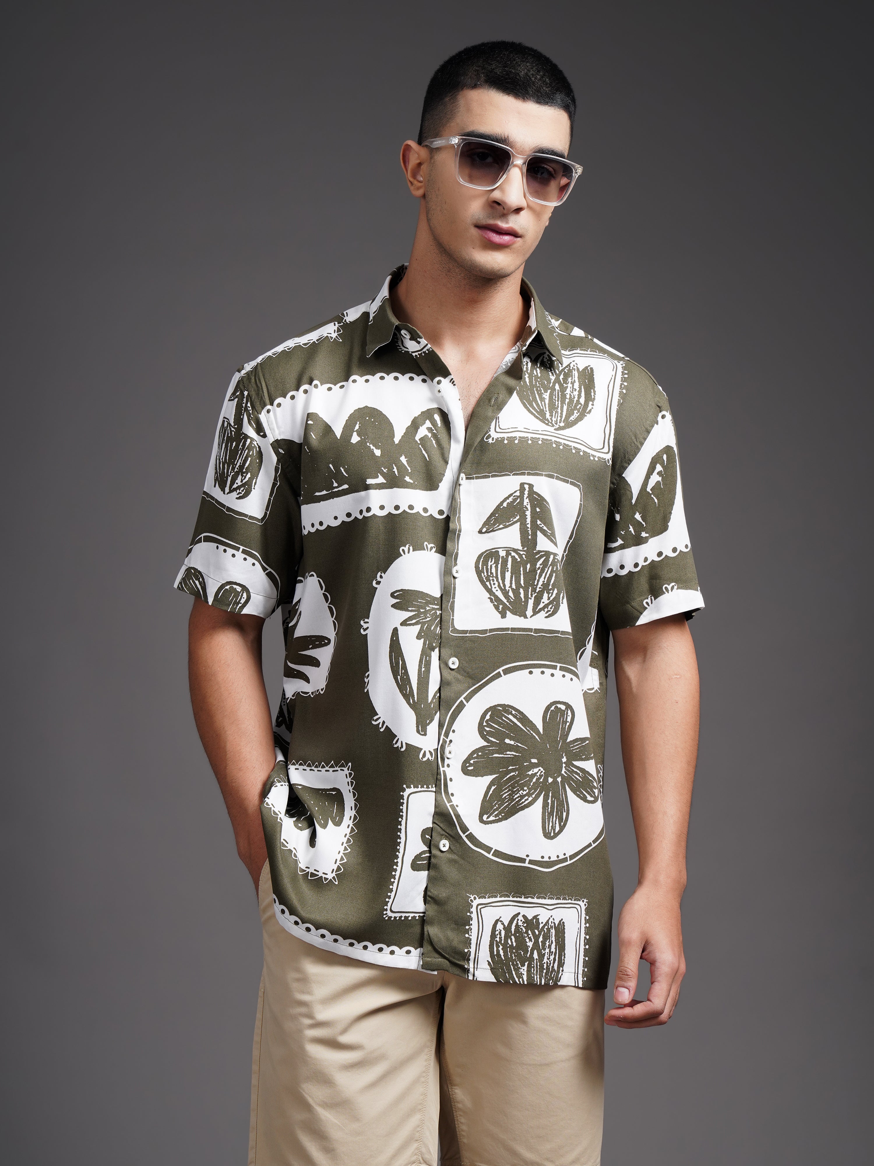 Men Elno Brown Printed Shirt