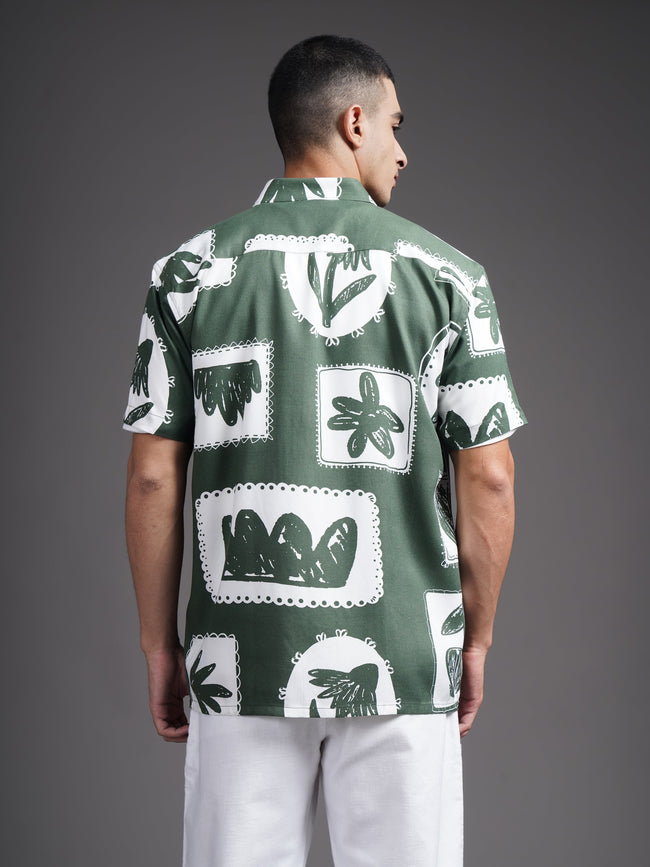 Men Elno Olive Printed Shirt