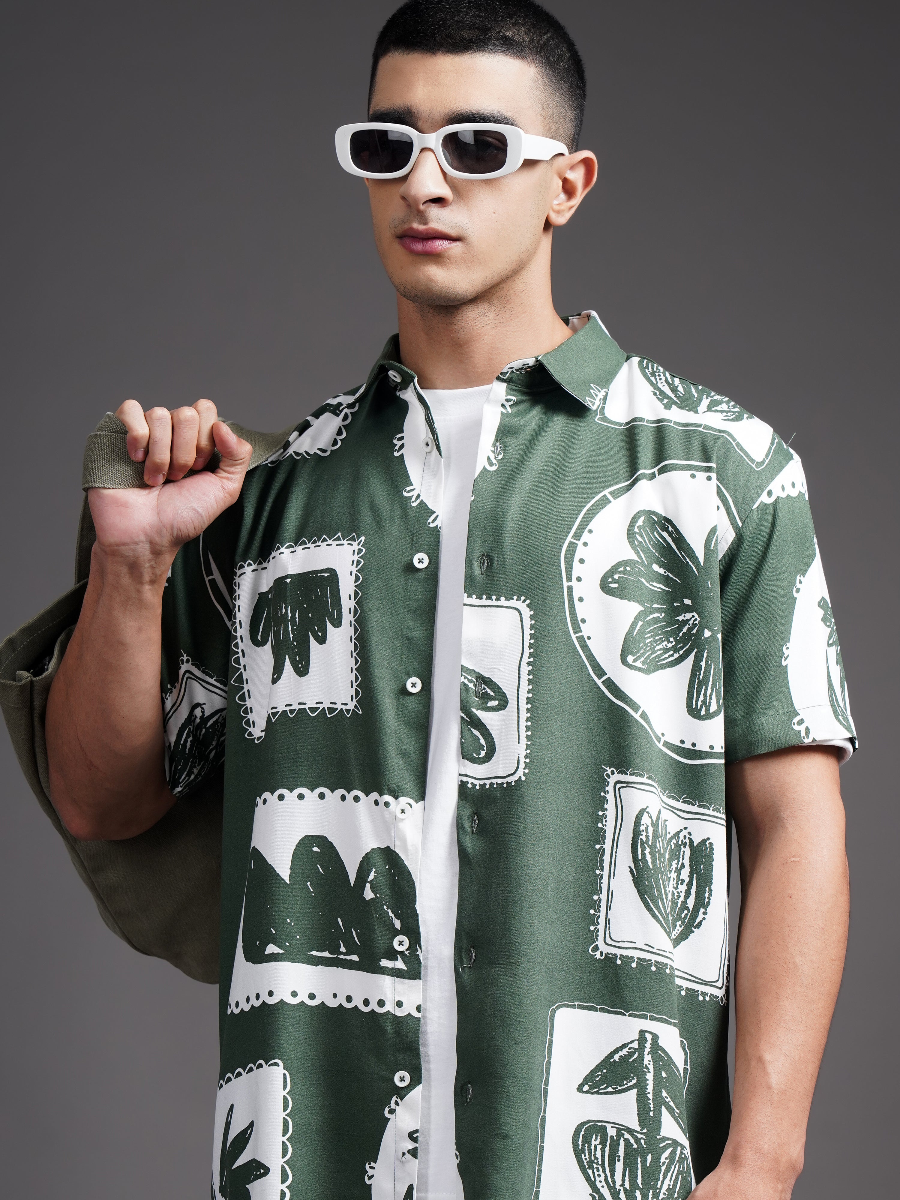 Men Elno Olive Printed Shirt