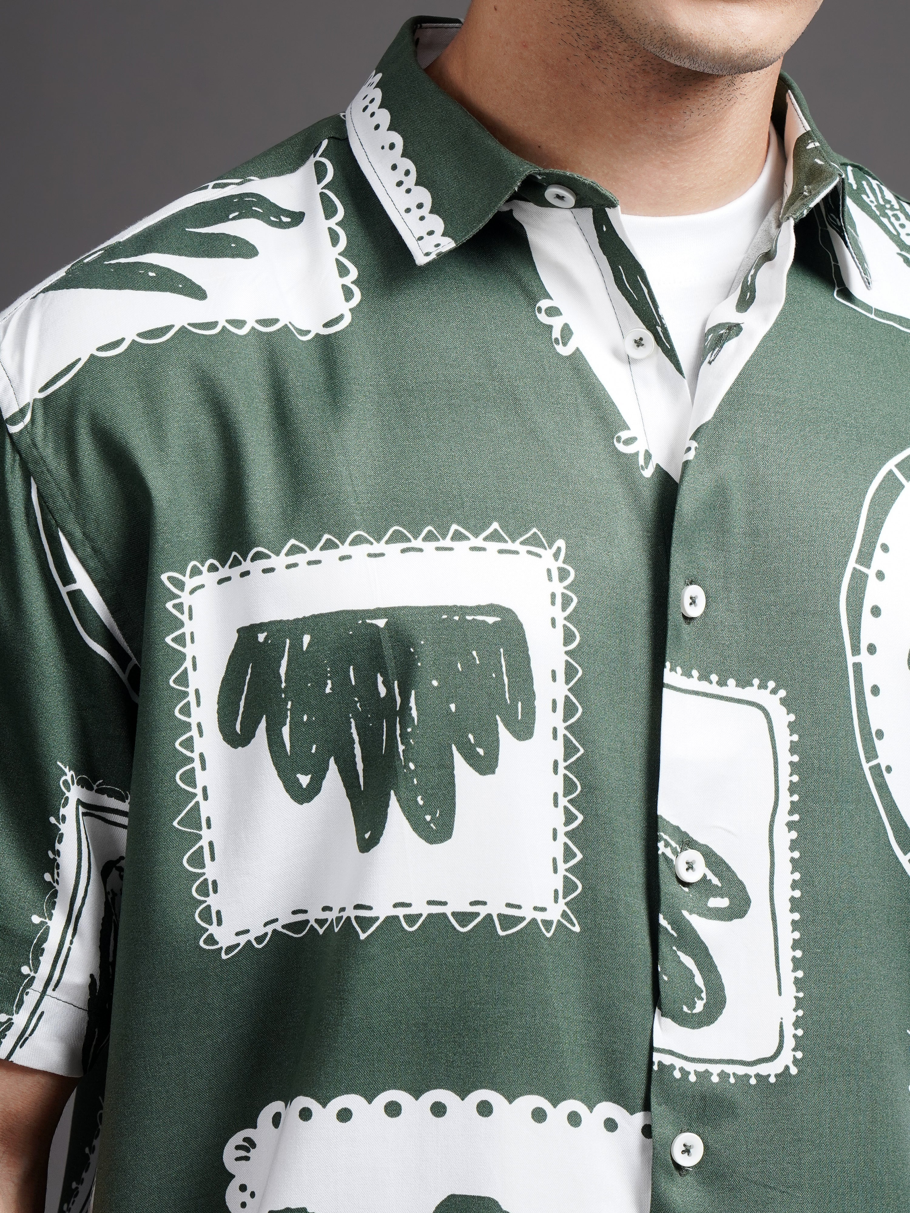 Men Elno Olive Printed Shirt