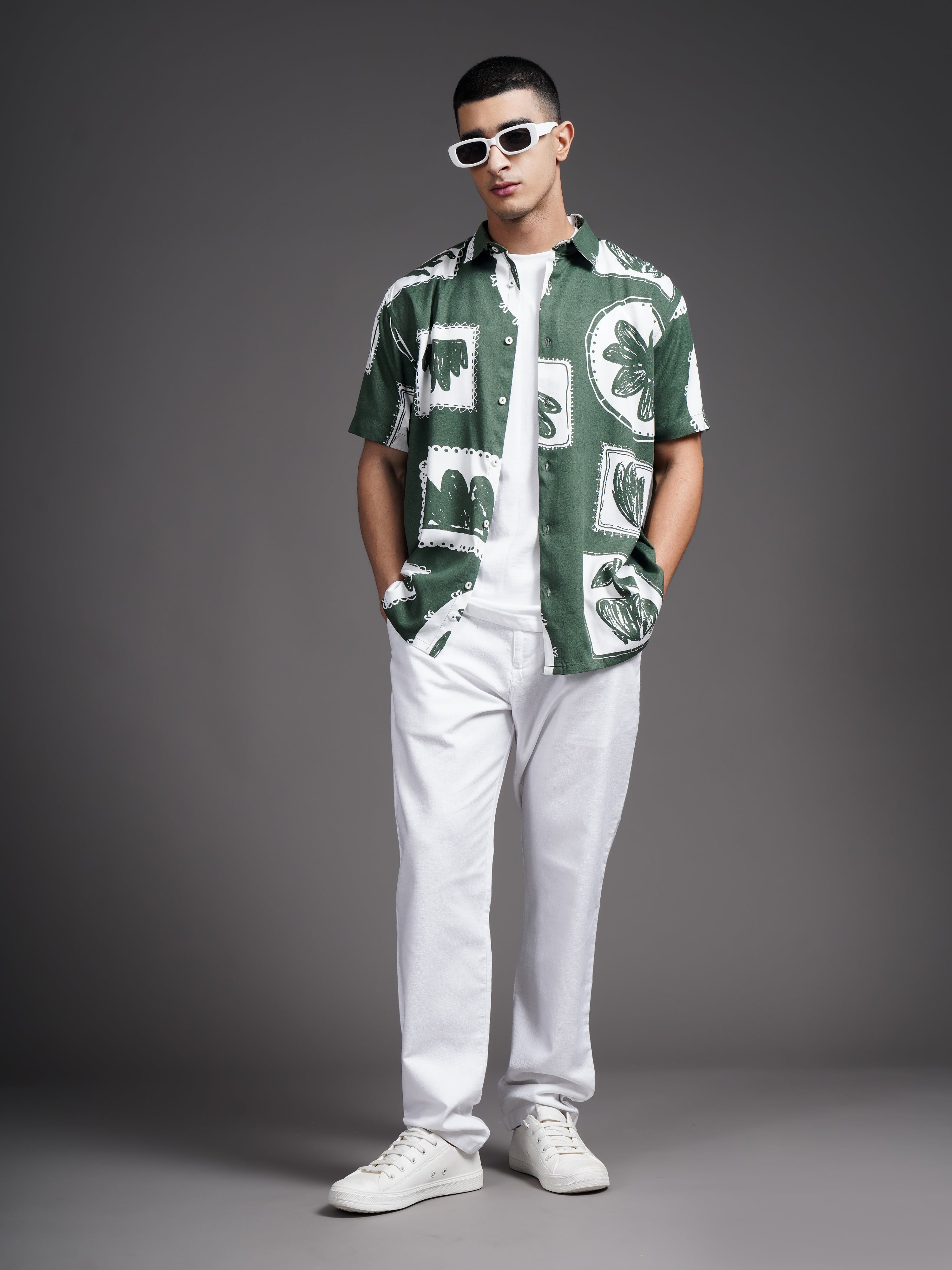 Men Elno Olive Printed Shirt