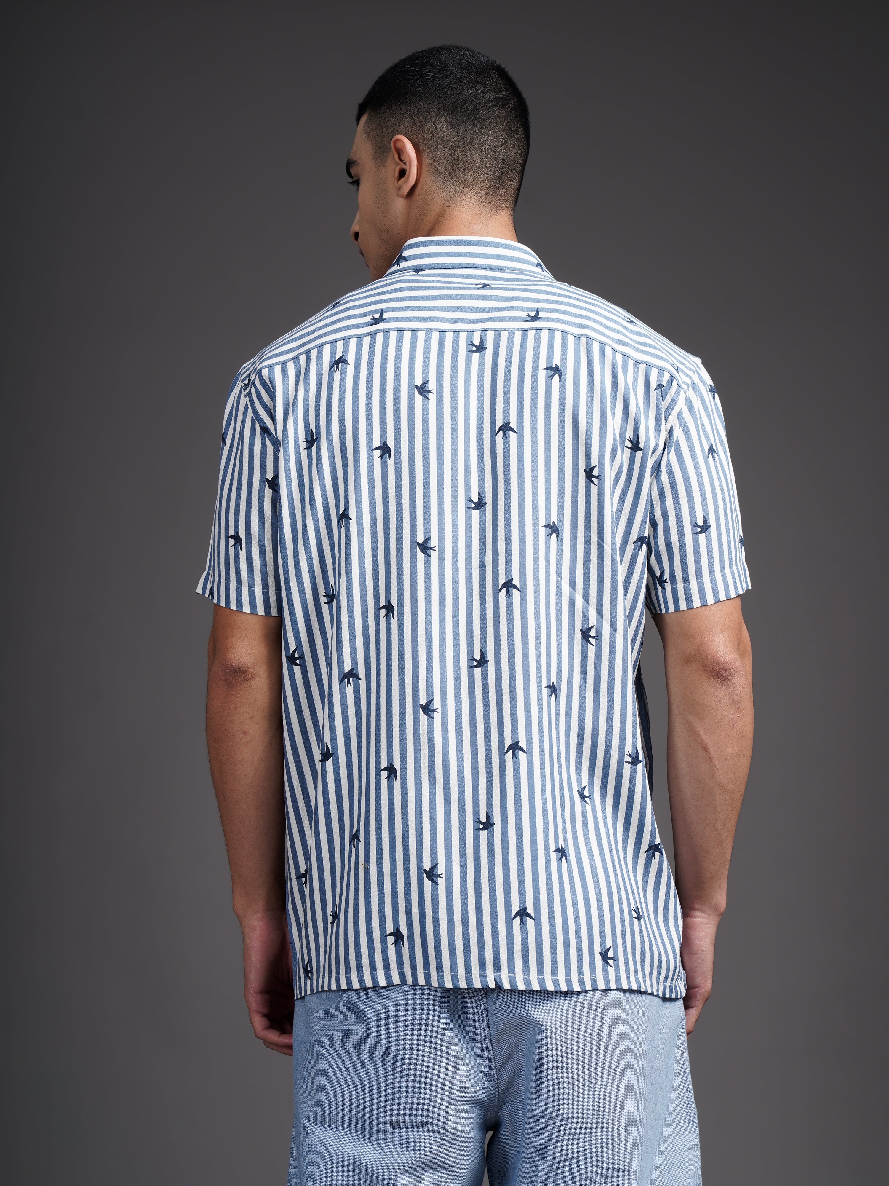 Men Elvan Blue Striped Shirt