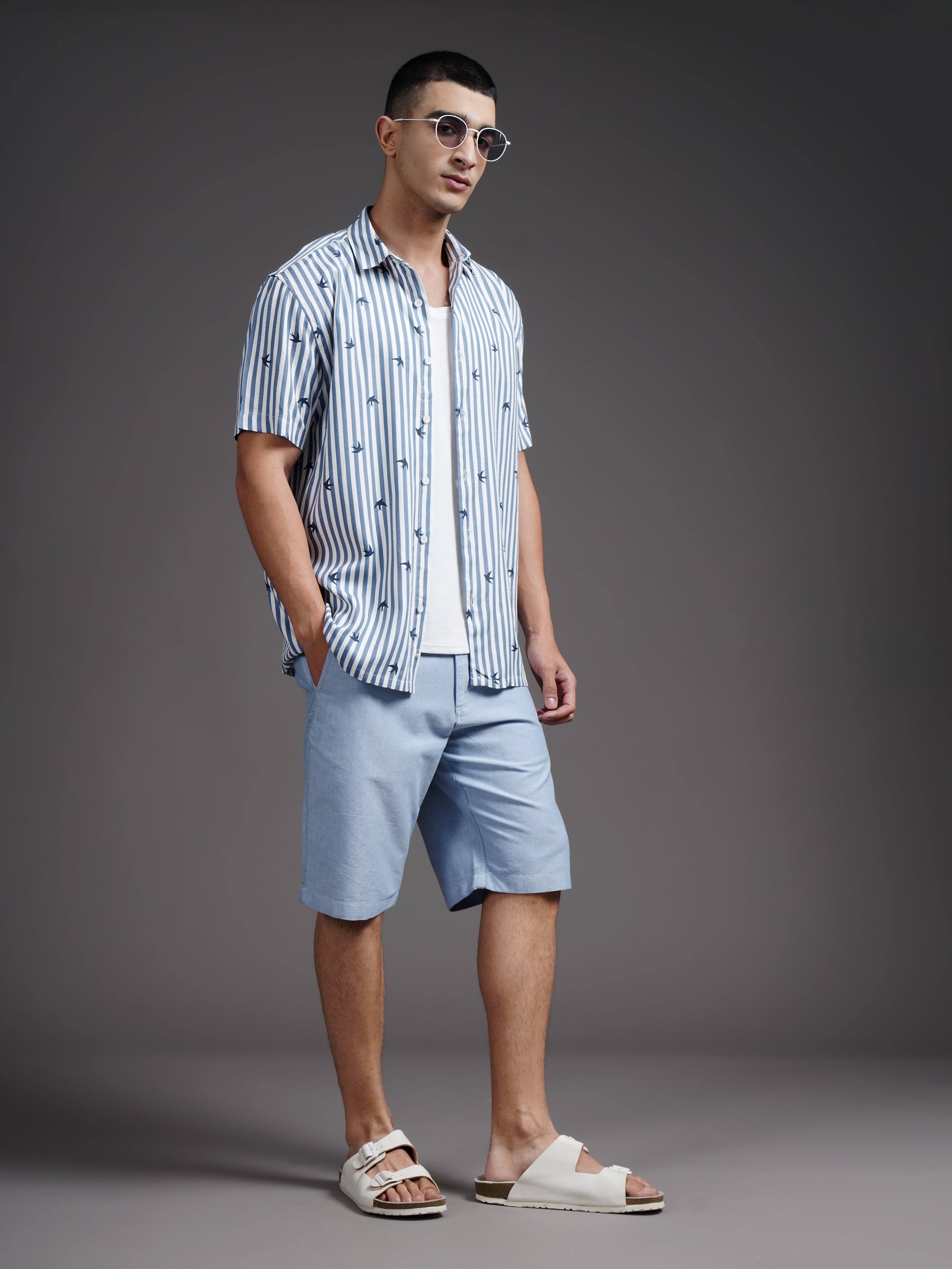 Men Elvan Blue Striped Shirt