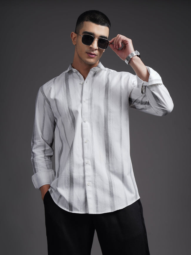 Men Eskar Grey Striped Shirt
