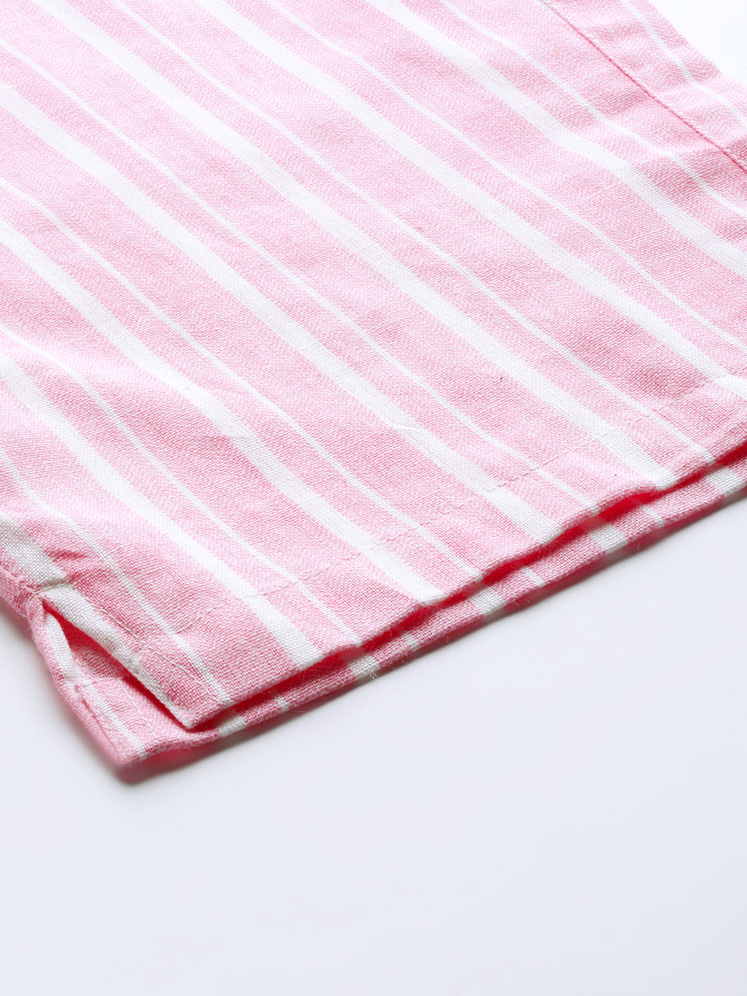 Women Pink Stripes Paper Bag Pants