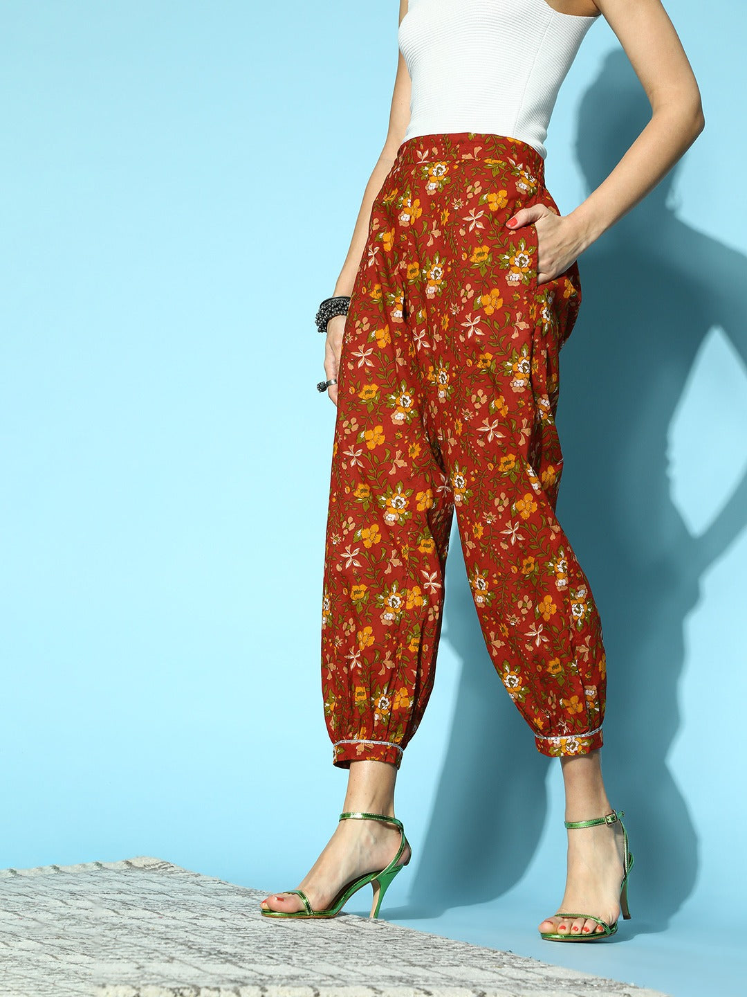 Women Rust All Over Cuff Hem Pants