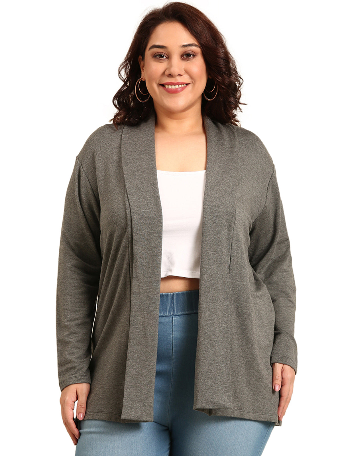 Women Grey Longline Shrug