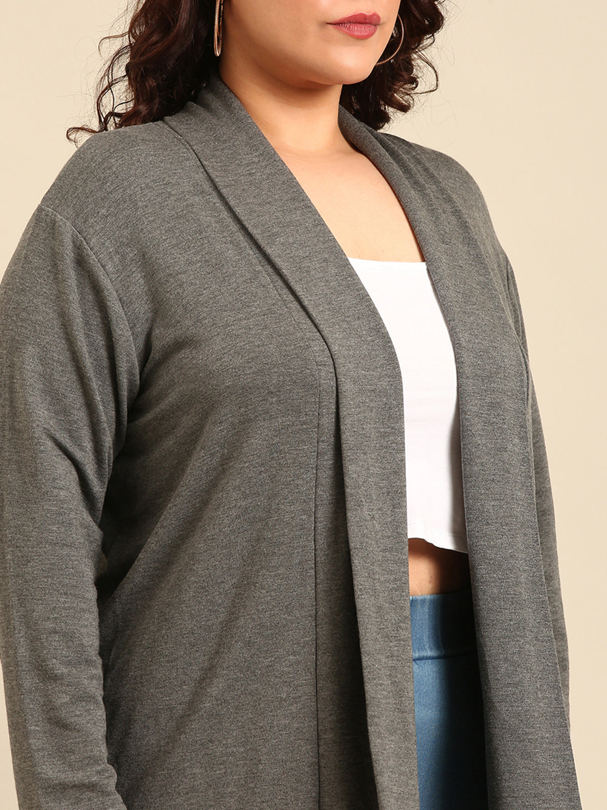 Women Grey Longline Shrug