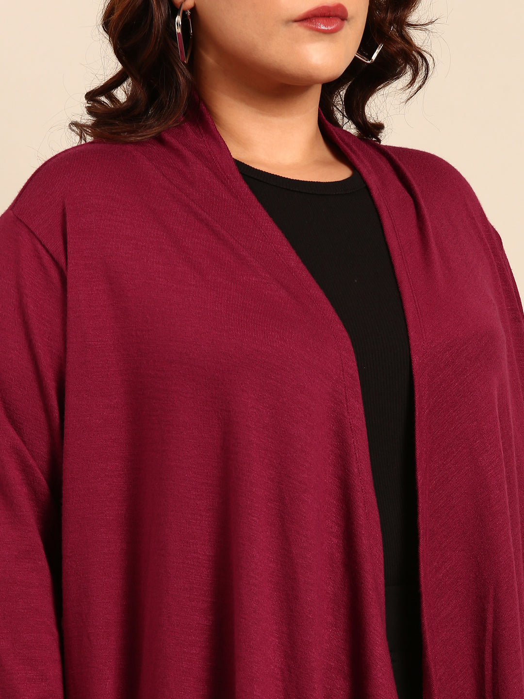 Women Solid Magenta Winter Shrug