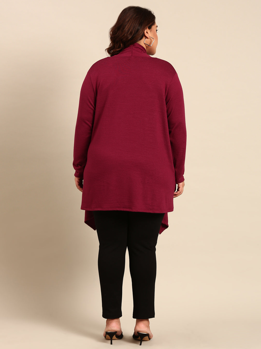 Women Solid Magenta Winter Shrug