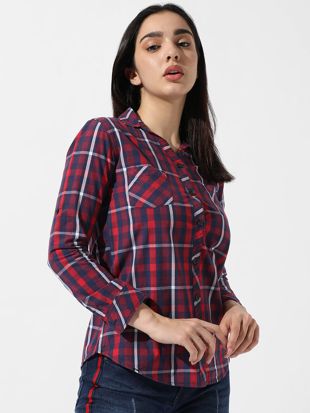 Women Multi Tartan Plaid Shirt