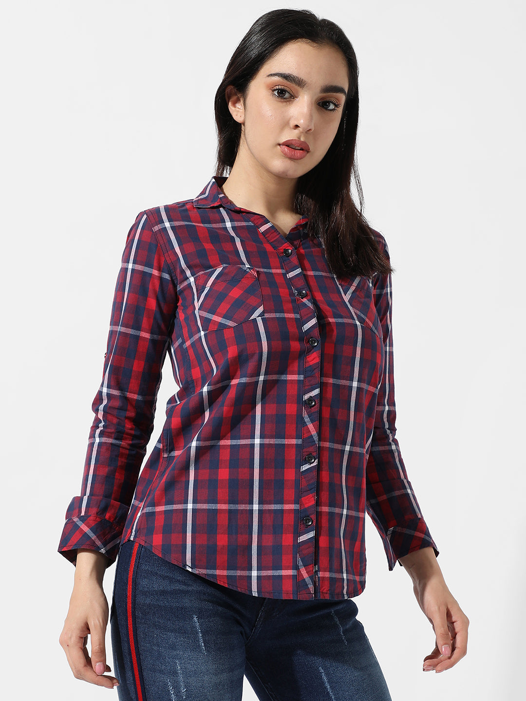 Women Multi Tartan Plaid Shirt