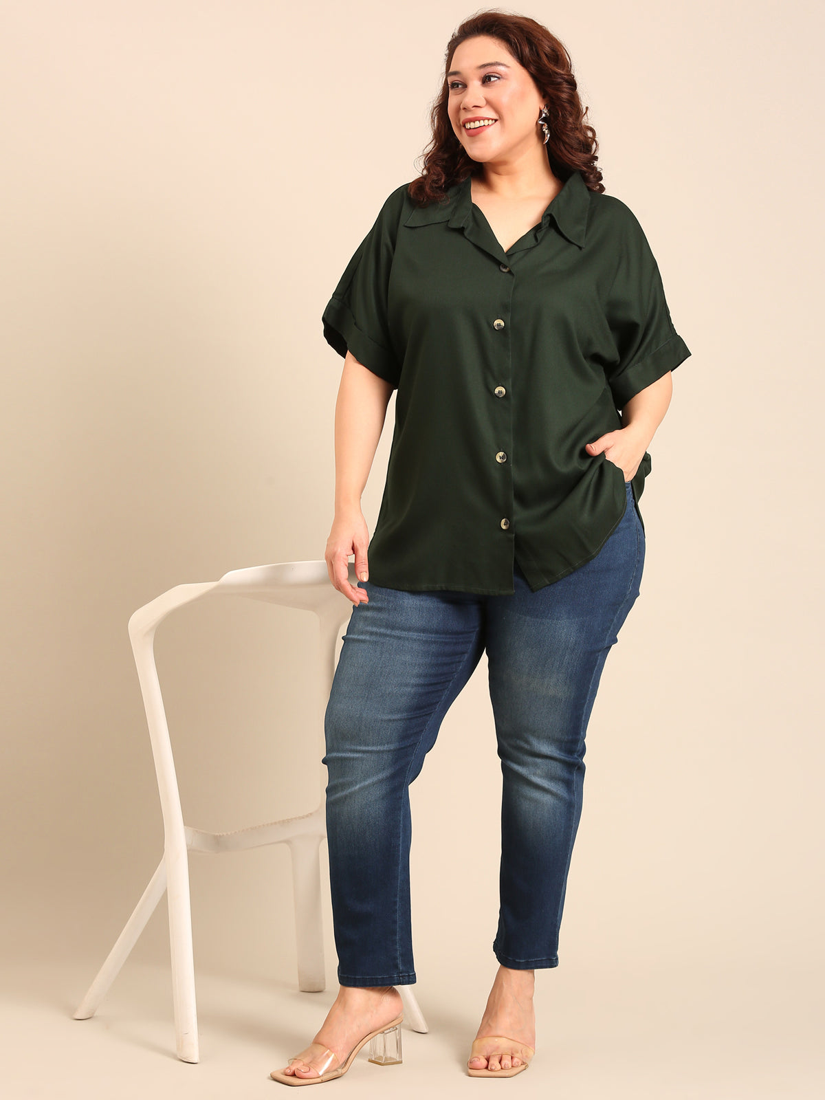 Women Green Viscose Shirt
