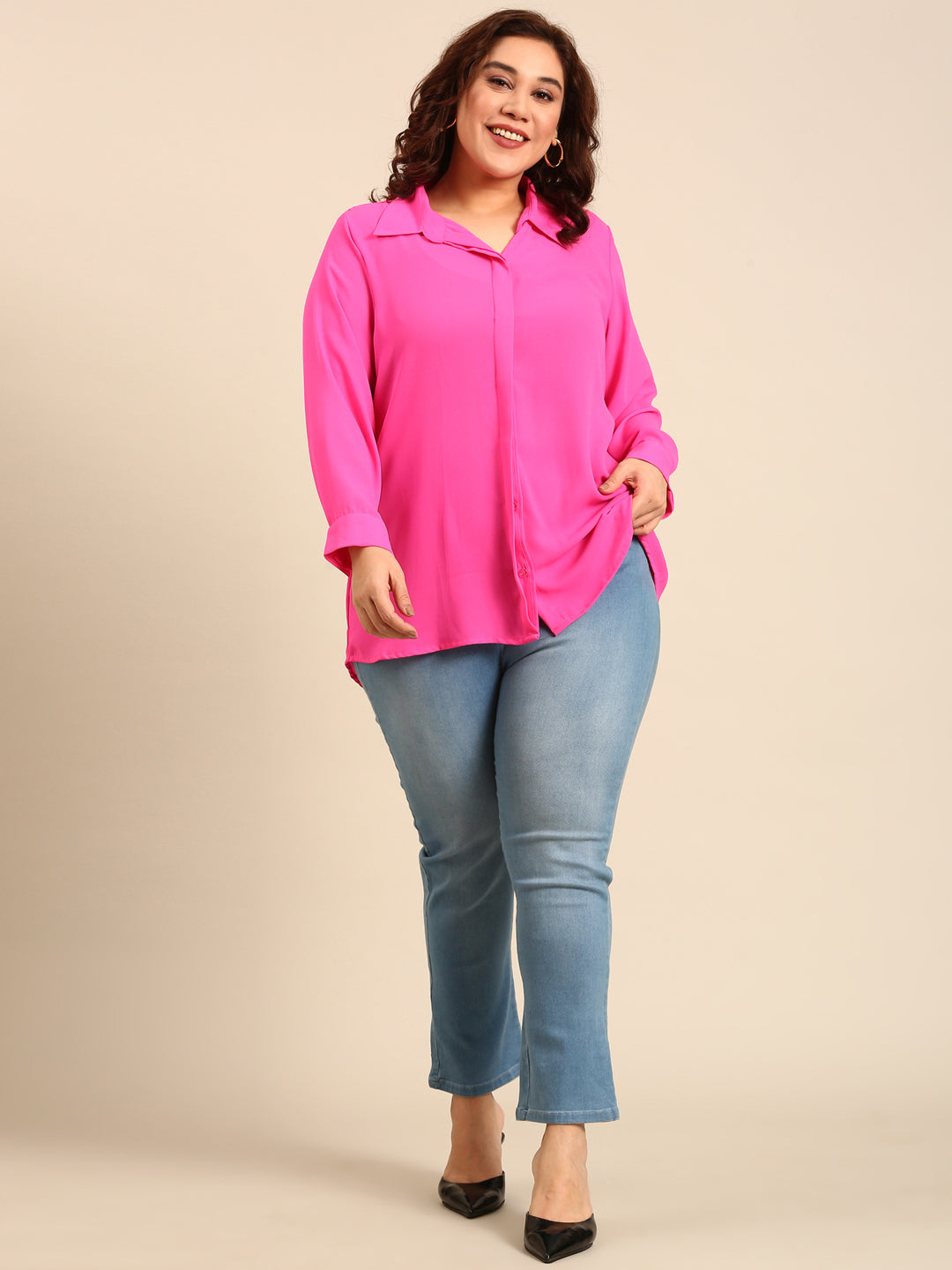 Women Pink Button Down Shirt