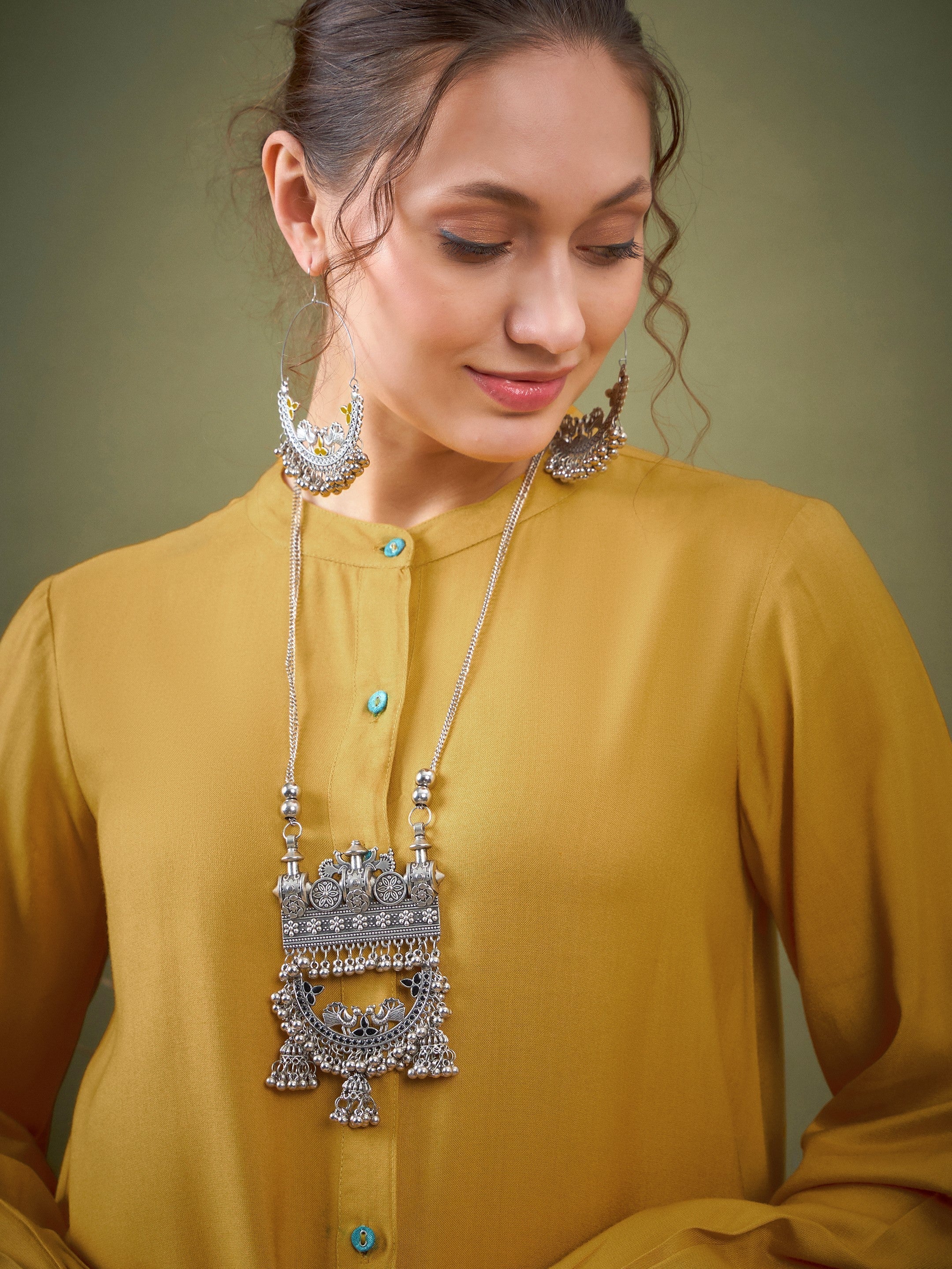 Mustard Hem Embroidered Shirt With Palazzos-Shae by SASSAFRAS