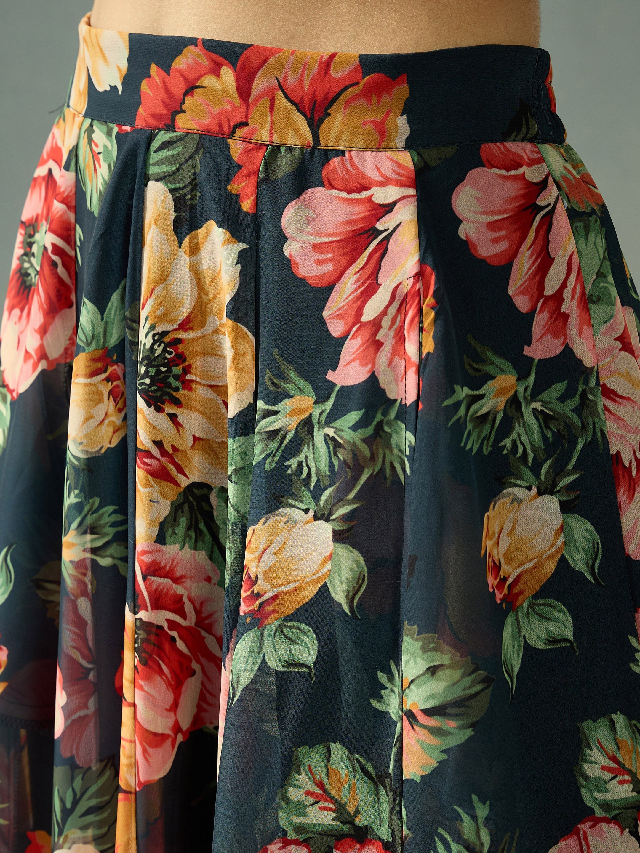 Women Black Sequins Blouse With Anarkali Skirt