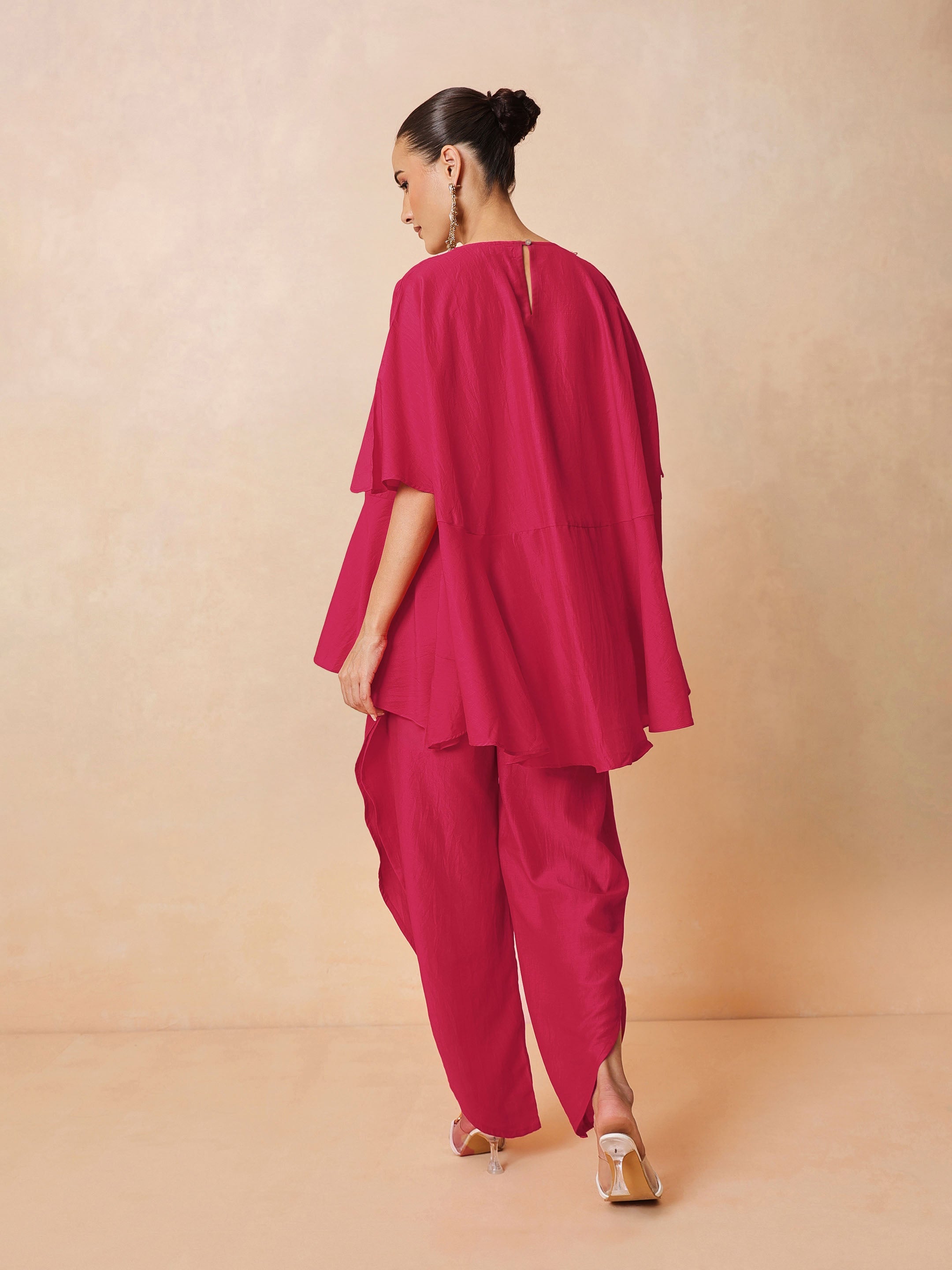 Women Embroidered Patch Kaftan With Tulip Pants