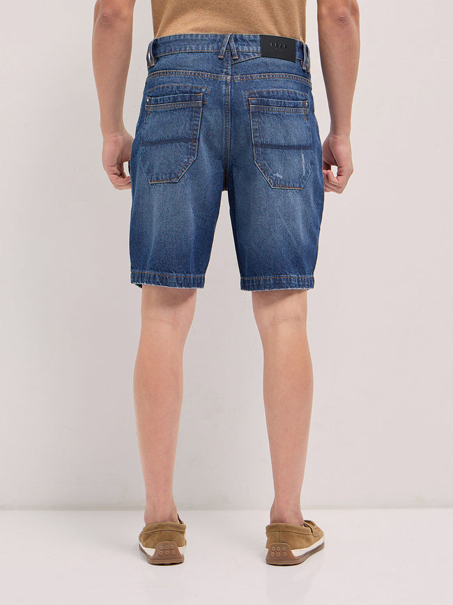 Men Blue Relaxed Fit Denim Shorts