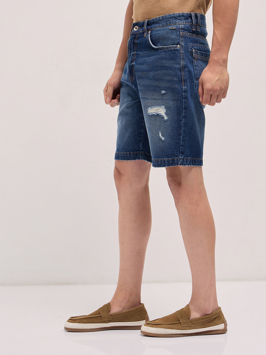 Men Blue Relaxed Fit Denim Shorts