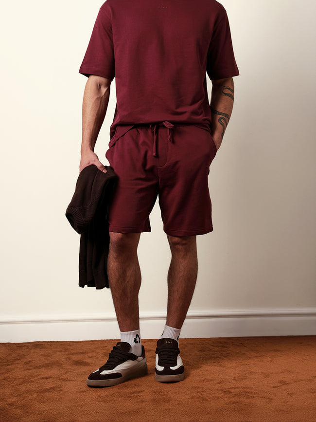Men Maroon Solid Shorts